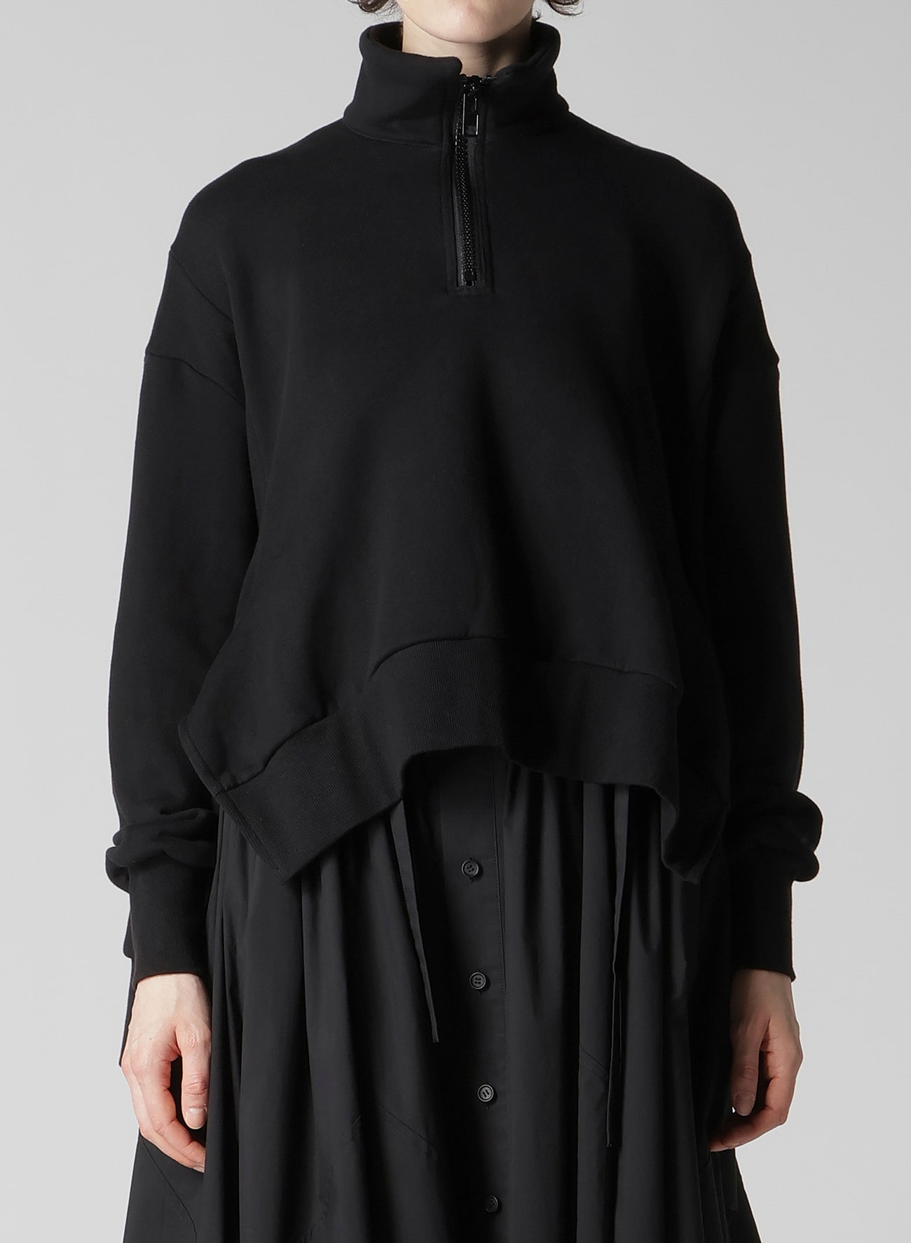 Liy/C FRENCH TERRY FLARED HALF-ZIP PULLOVER