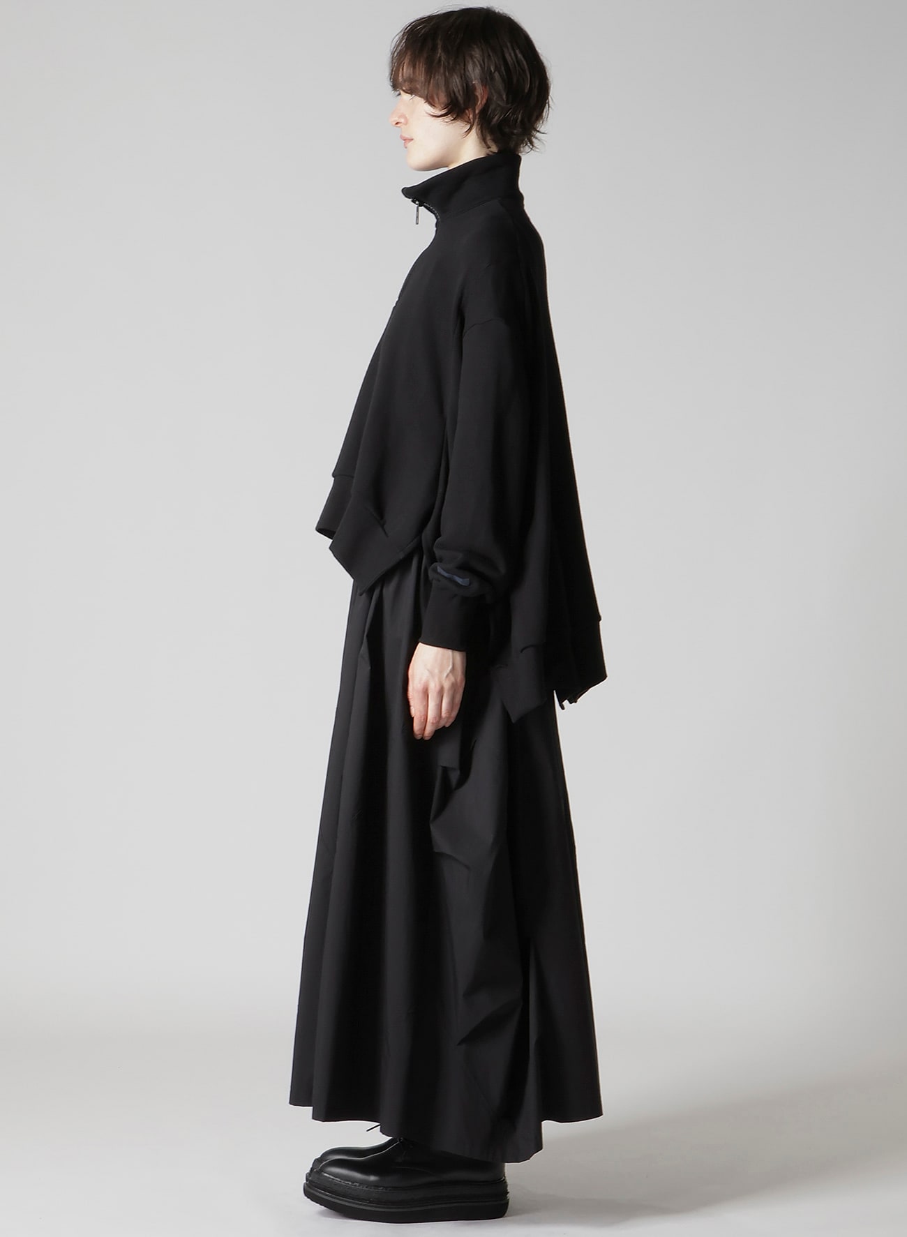 Liy/C FRENCH TERRY FLARED HALF-ZIP PULLOVER