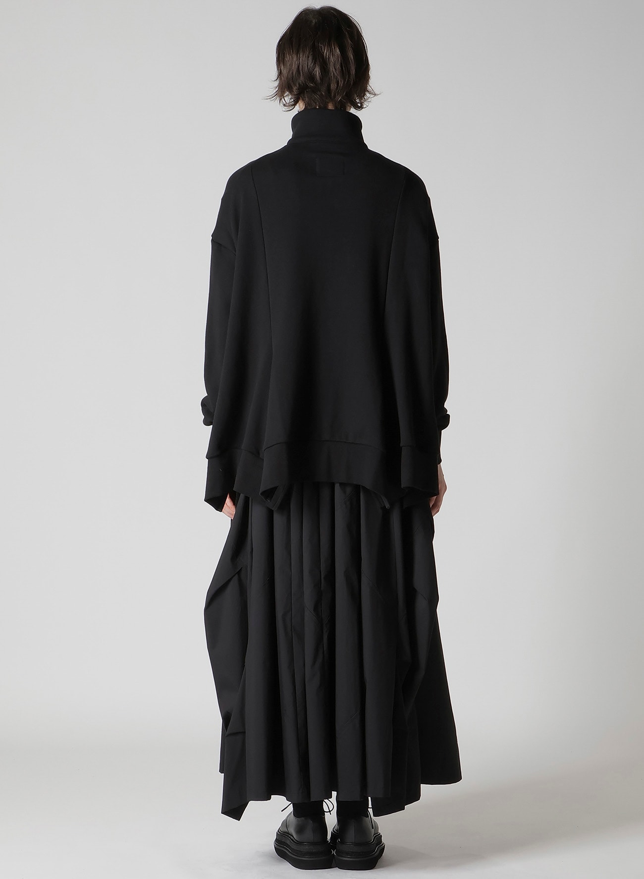 Liy/C FRENCH TERRY FLARED HALF-ZIP PULLOVER