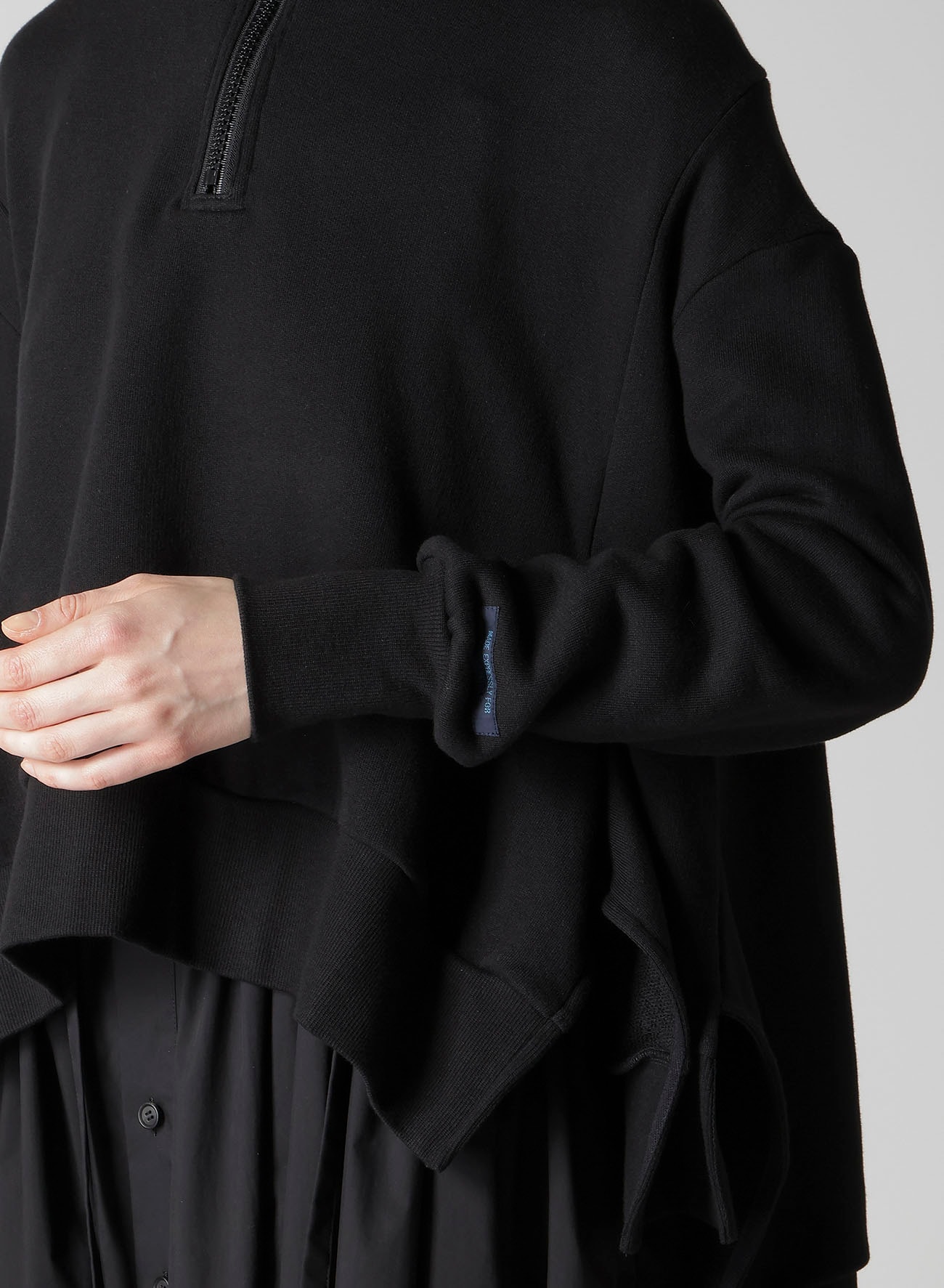 Liy/C FRENCH TERRY FLARED HALF-ZIP PULLOVER