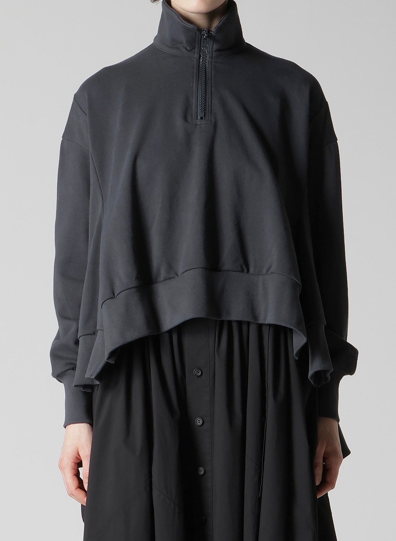 HEAVY WEIGHT FRENCH TERRY FLARED HALF-ZIP PULLOVER