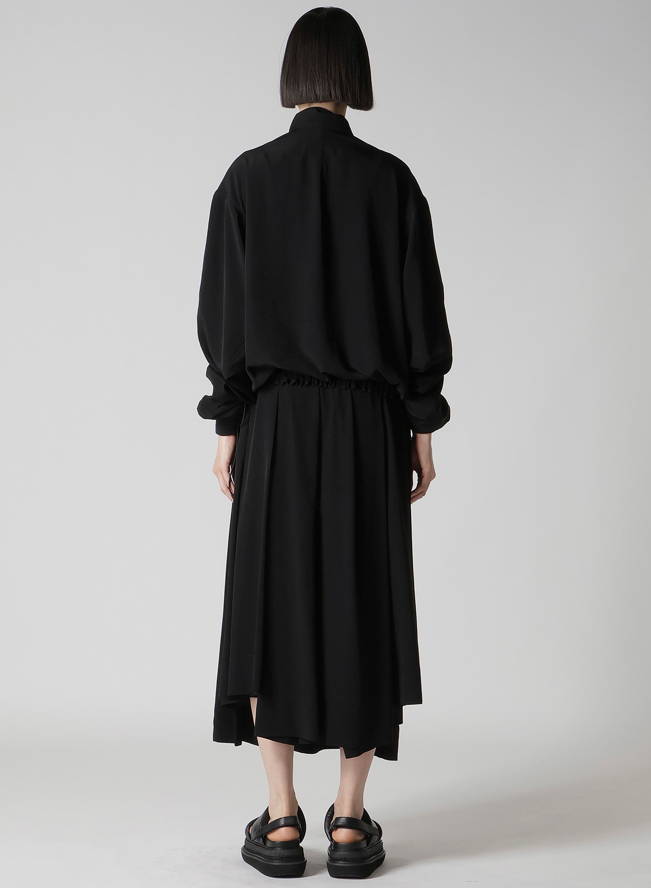 TA/PE CREPE DE CHINE SHIRRING SLEEVE JACKET