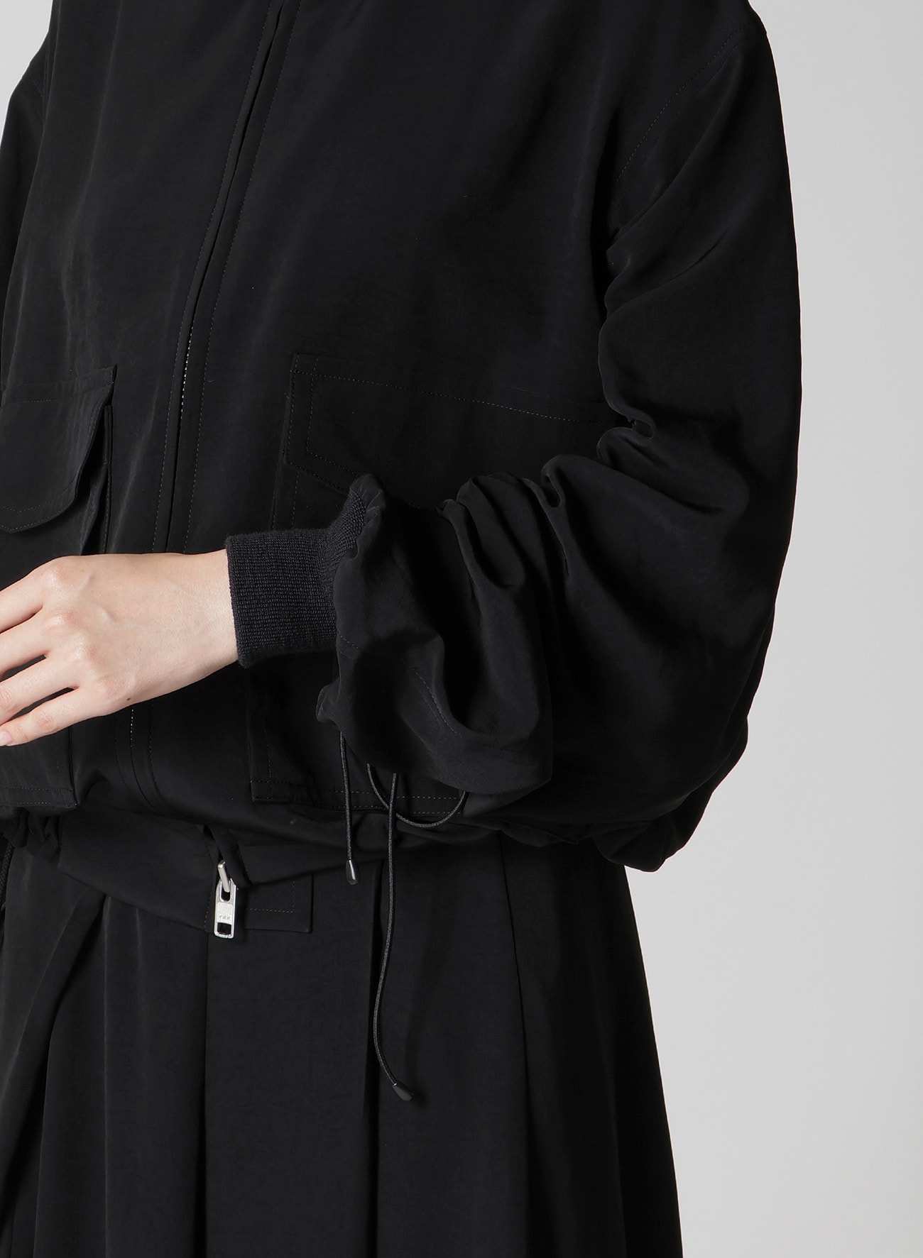 TA/PE CREPE DE CHINE SHIRRING SLEEVE JACKET