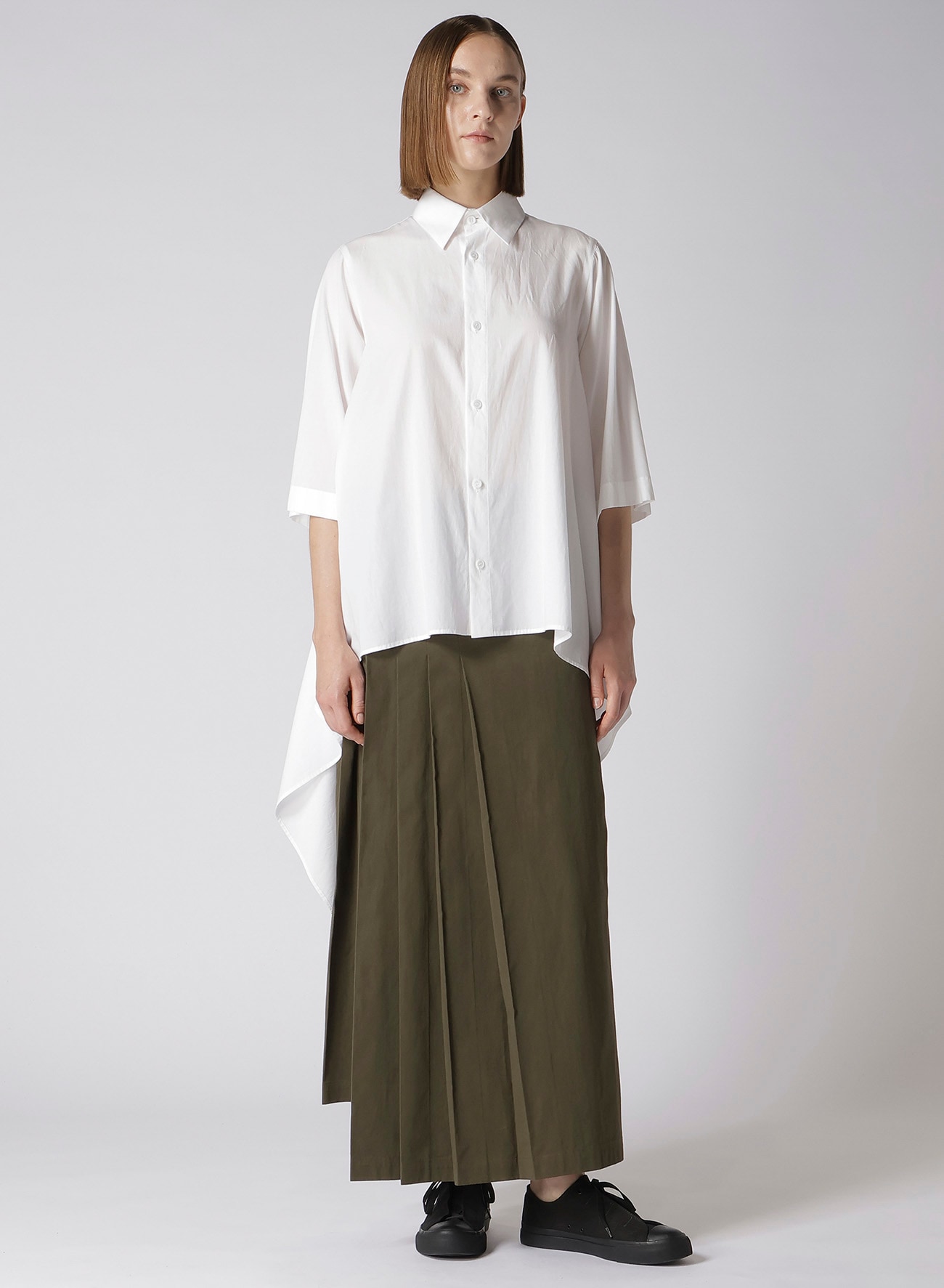 30/-COTTON TWILL R PLEATED WRAP SKIRT