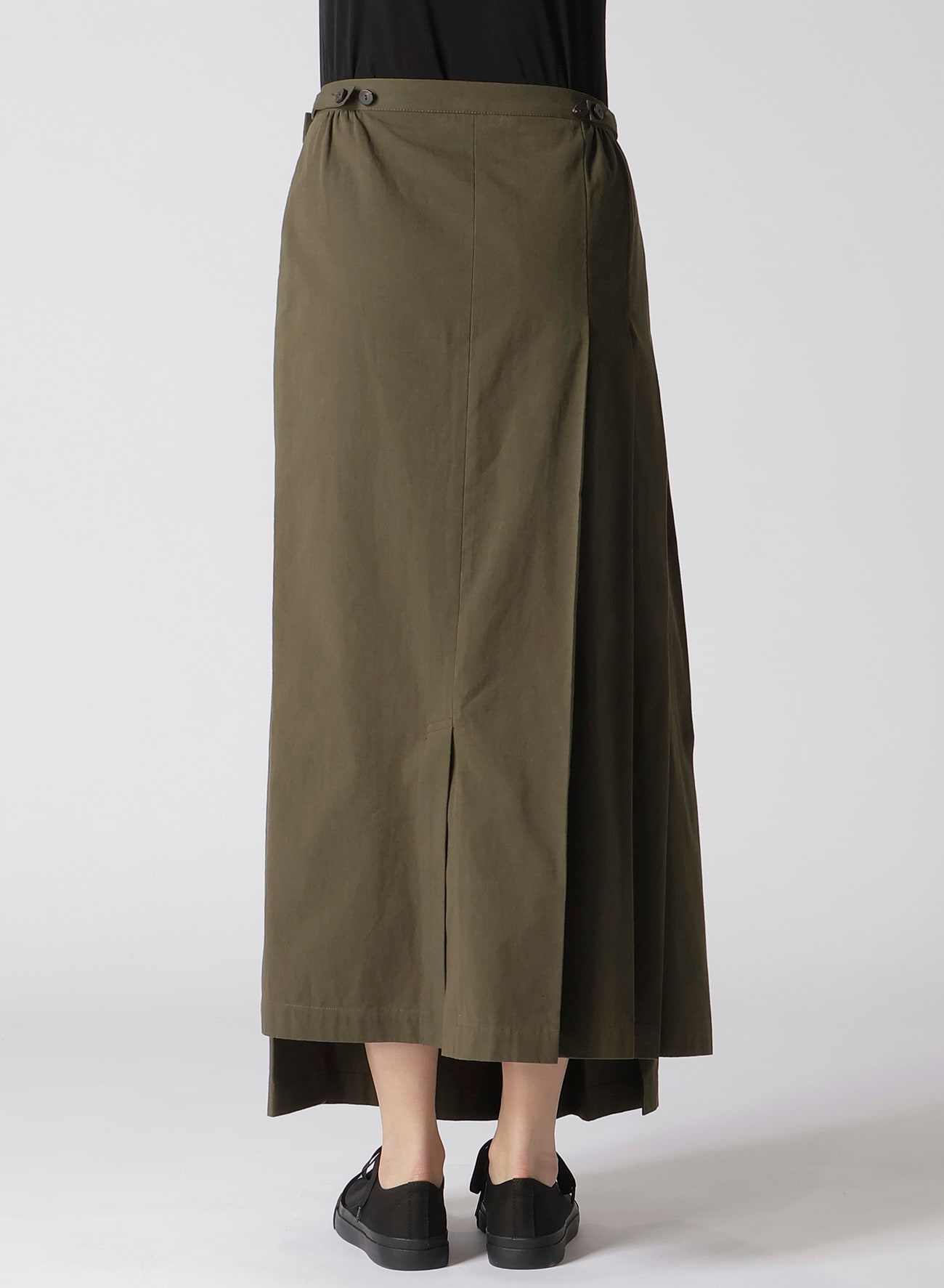 COTTON TWILL R PLEATED WRAP SKIRT