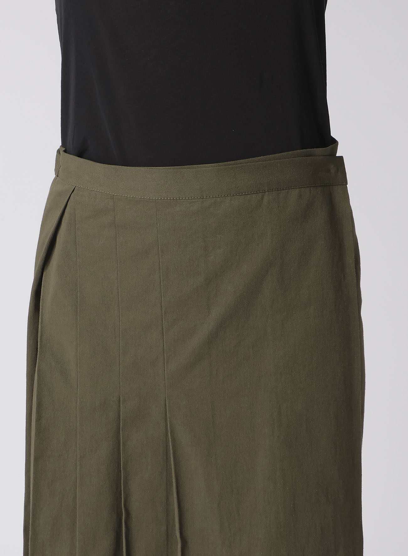 COTTON TWILL R PLEATED WRAP SKIRT