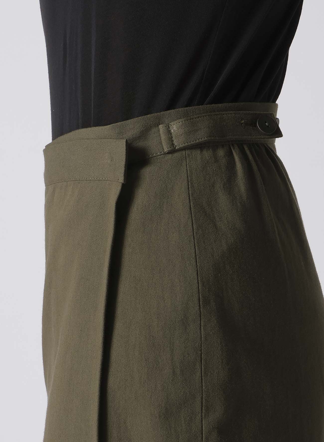 COTTON TWILL R PLEATED WRAP SKIRT