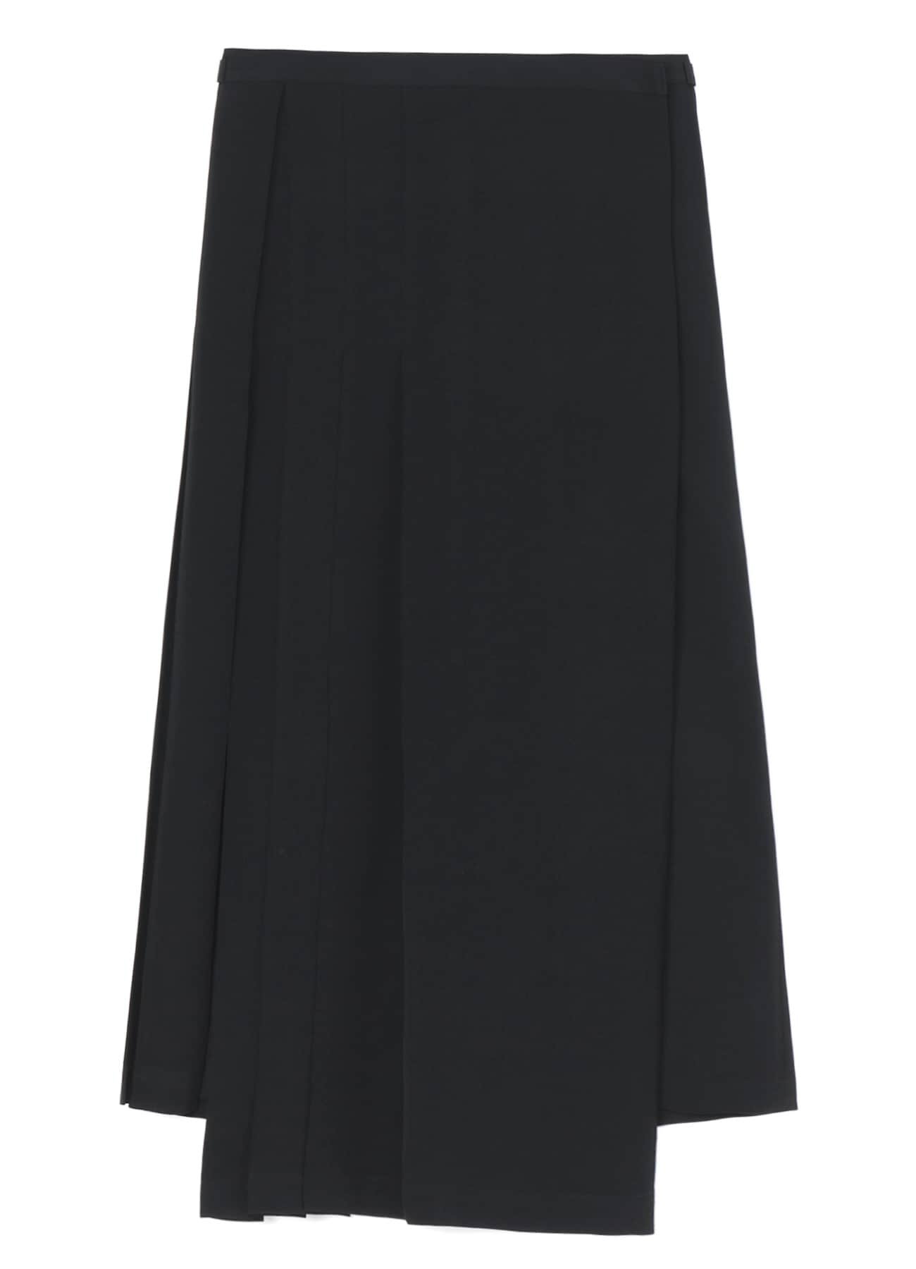 WOOL GABARDINE R PLEATED WRAP SKIRT