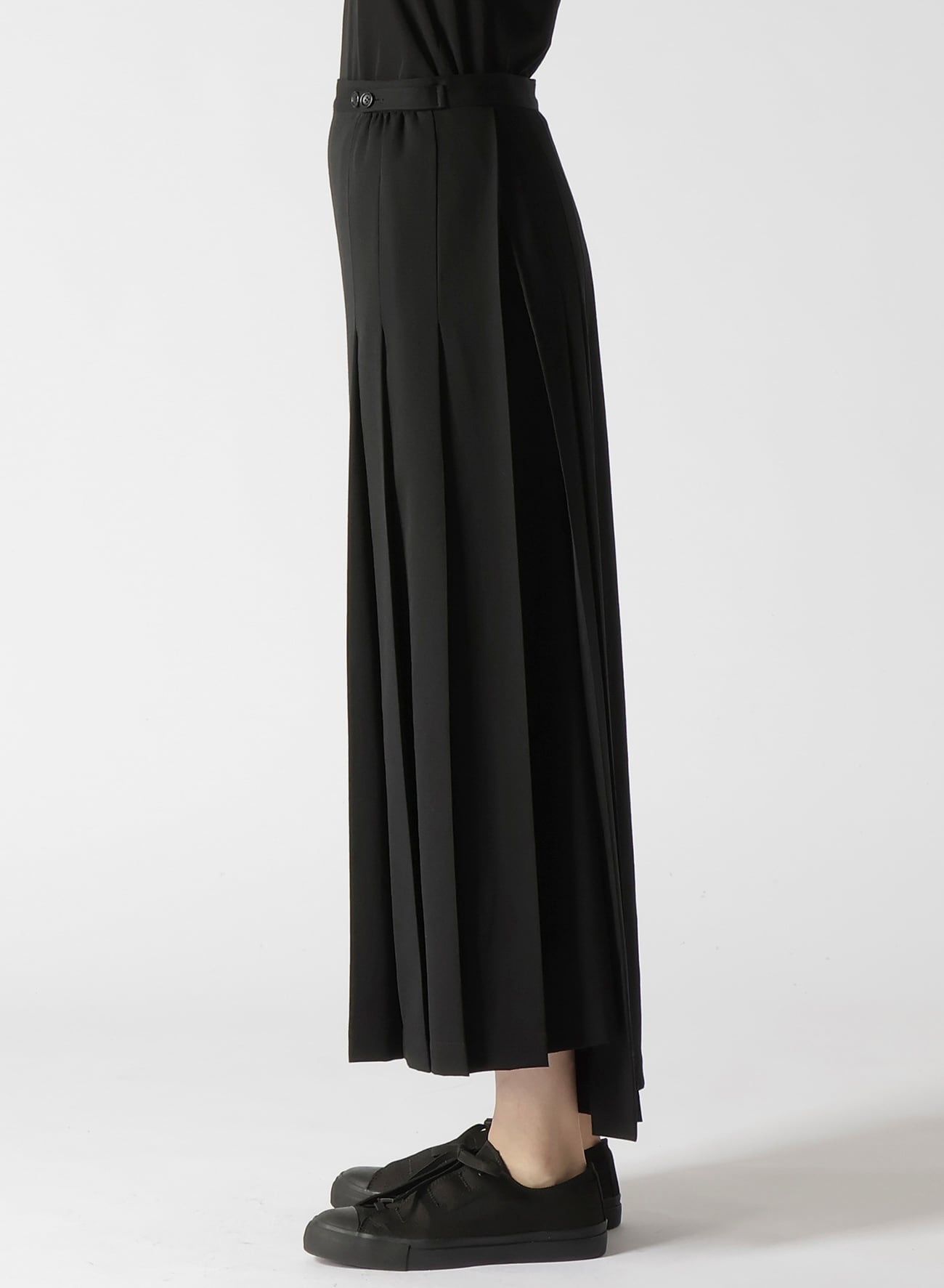 WOOL GABARDINE R PLEATED WRAP SKIRT