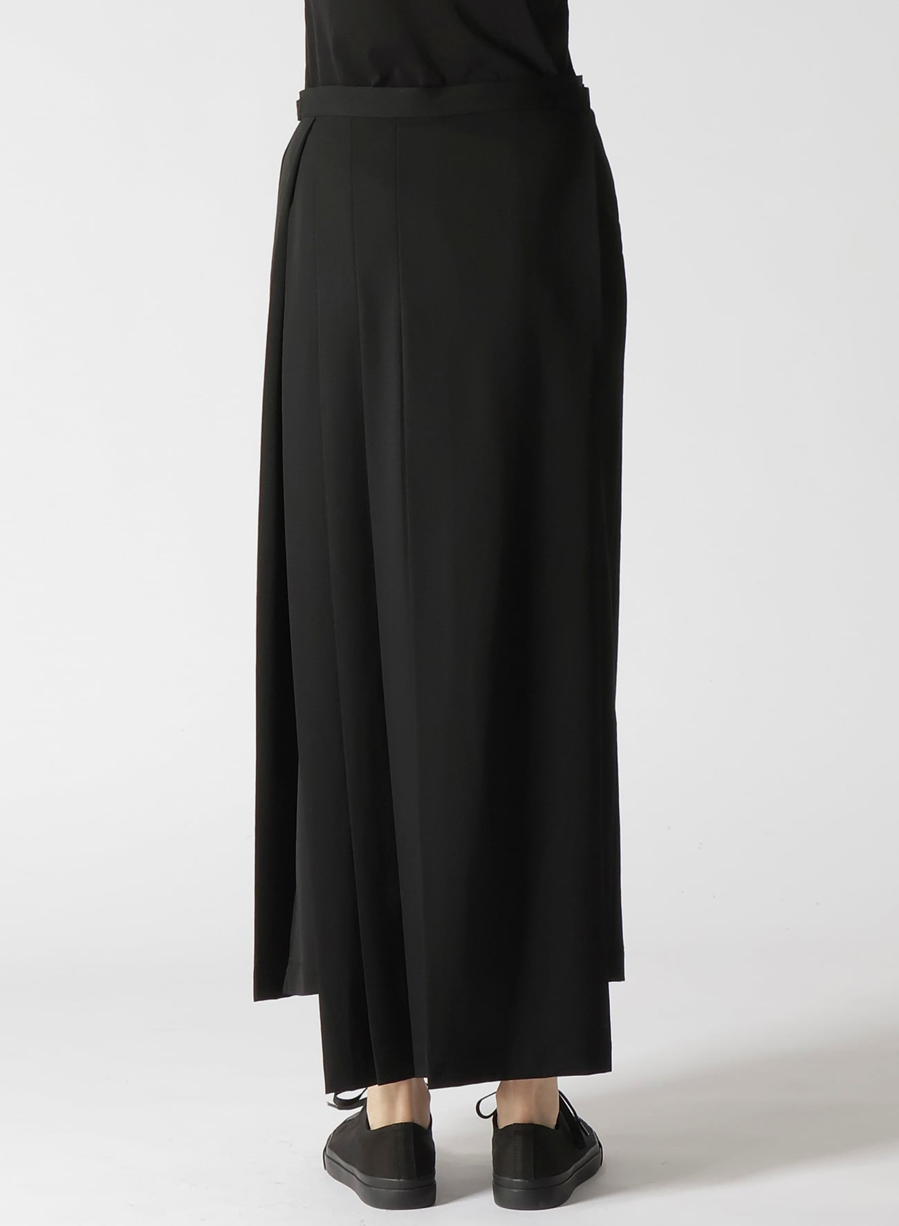 WOOL GABARDINE R PLEATED WRAP SKIRT