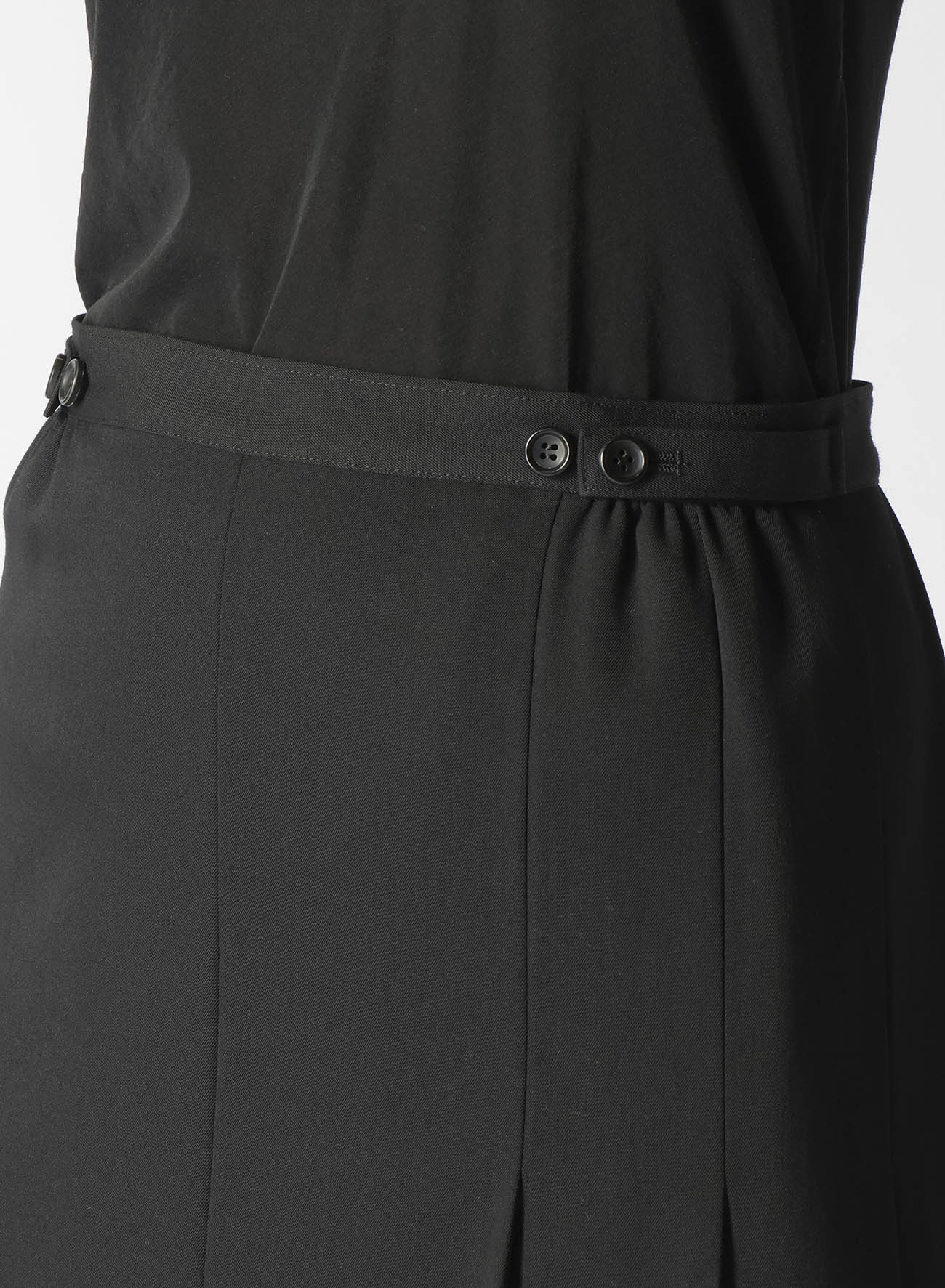 WOOL GABARDINE R PLEATED WRAP SKIRT