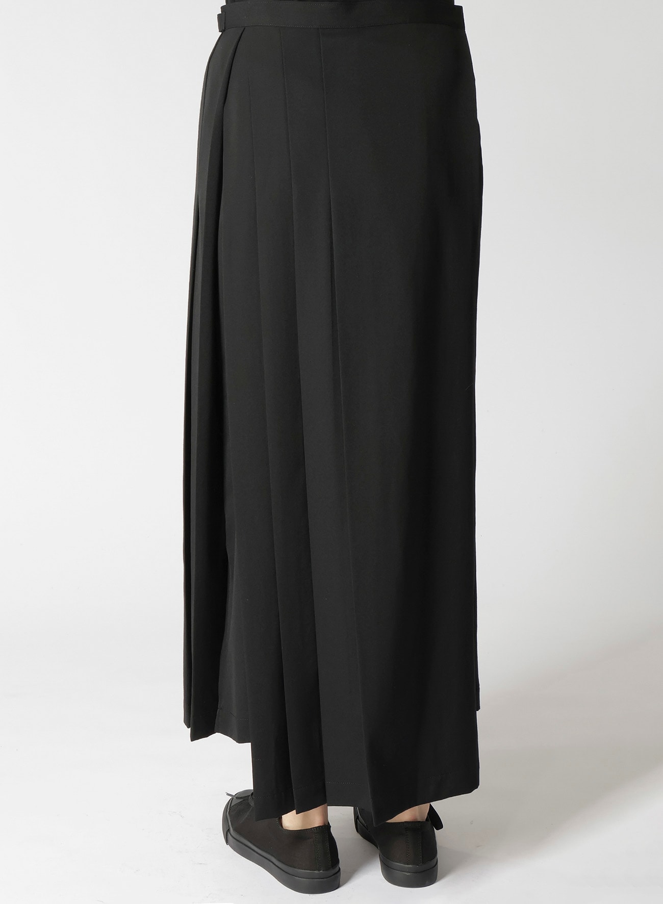 WOOL GABARDINE R PLEATED WRAP SKIRT