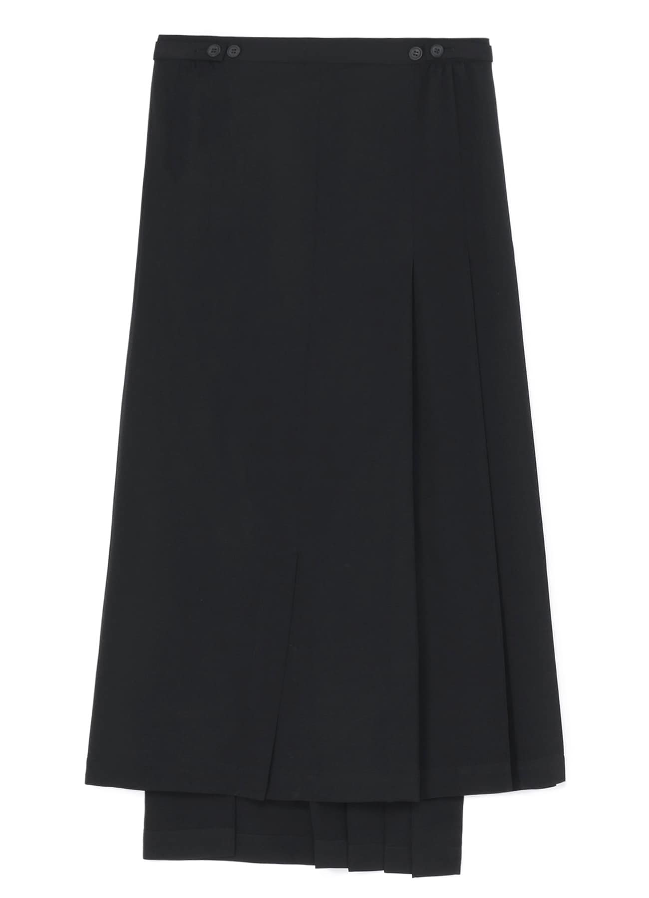 WOOL GABARDINE R PLEATED WRAP SKIRT