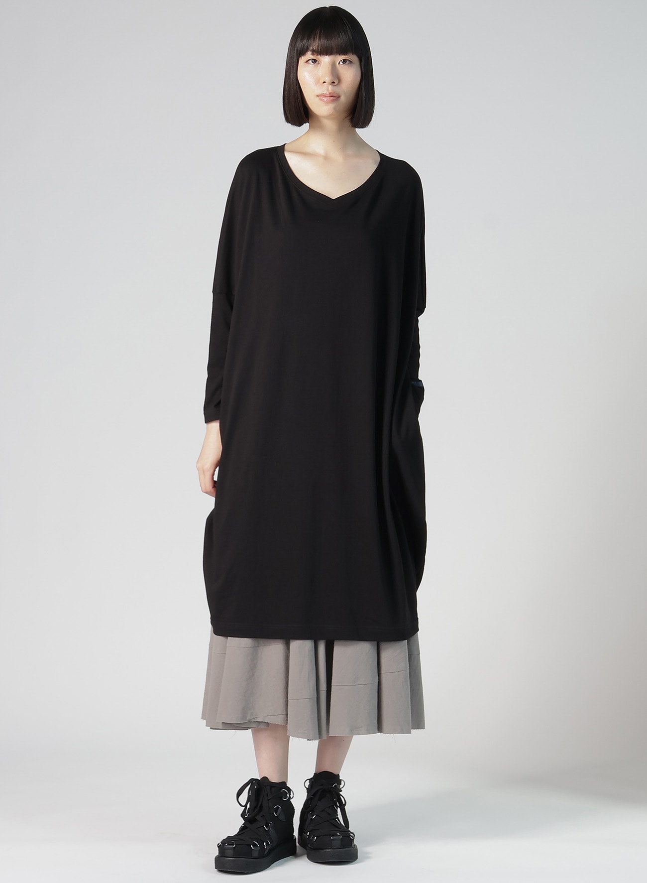 【12/6 10:00 Release】COTTON SINGLE JERSEY R-DOLMAN BIG DRESS