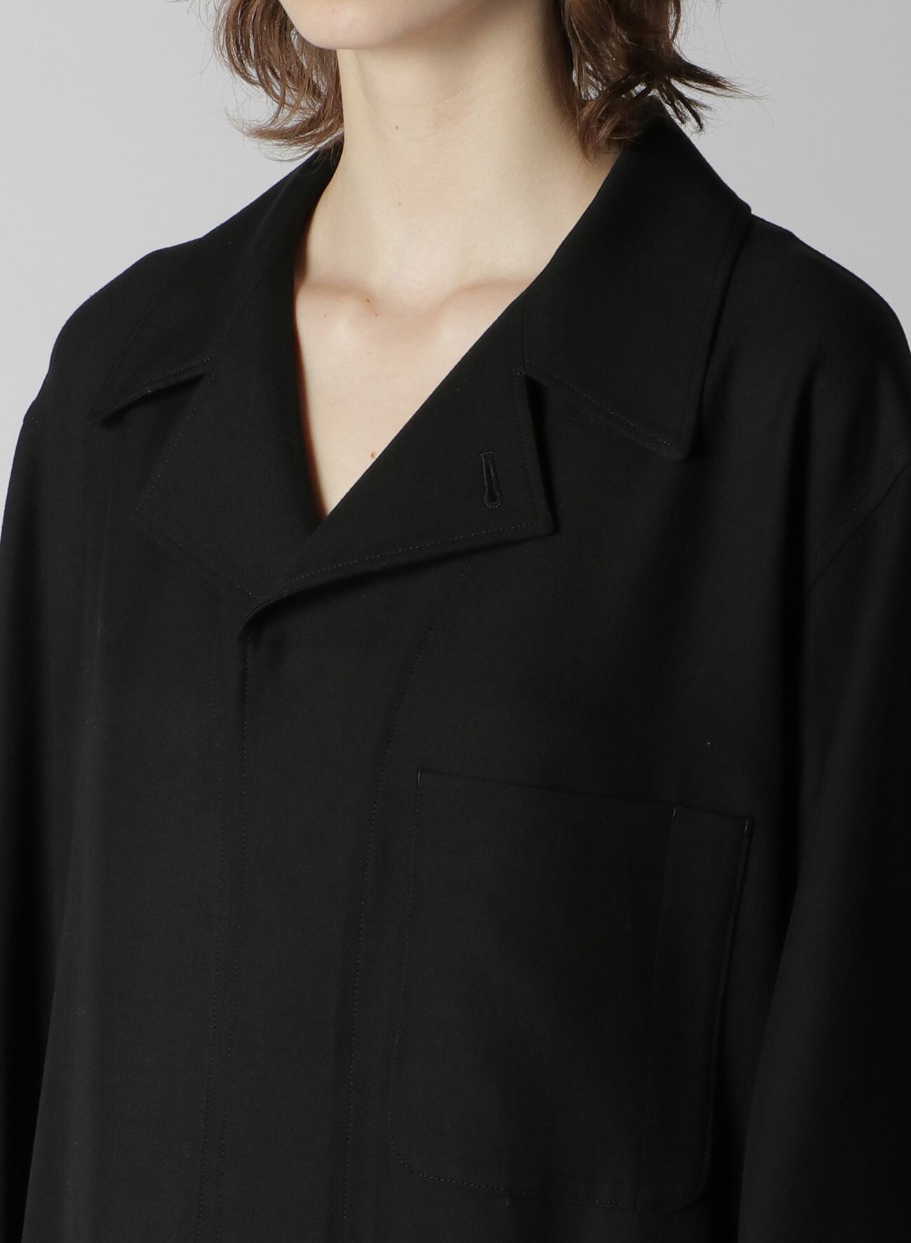 WOOL/RAYON GABARDINE TRANSFORMING WORK COAT