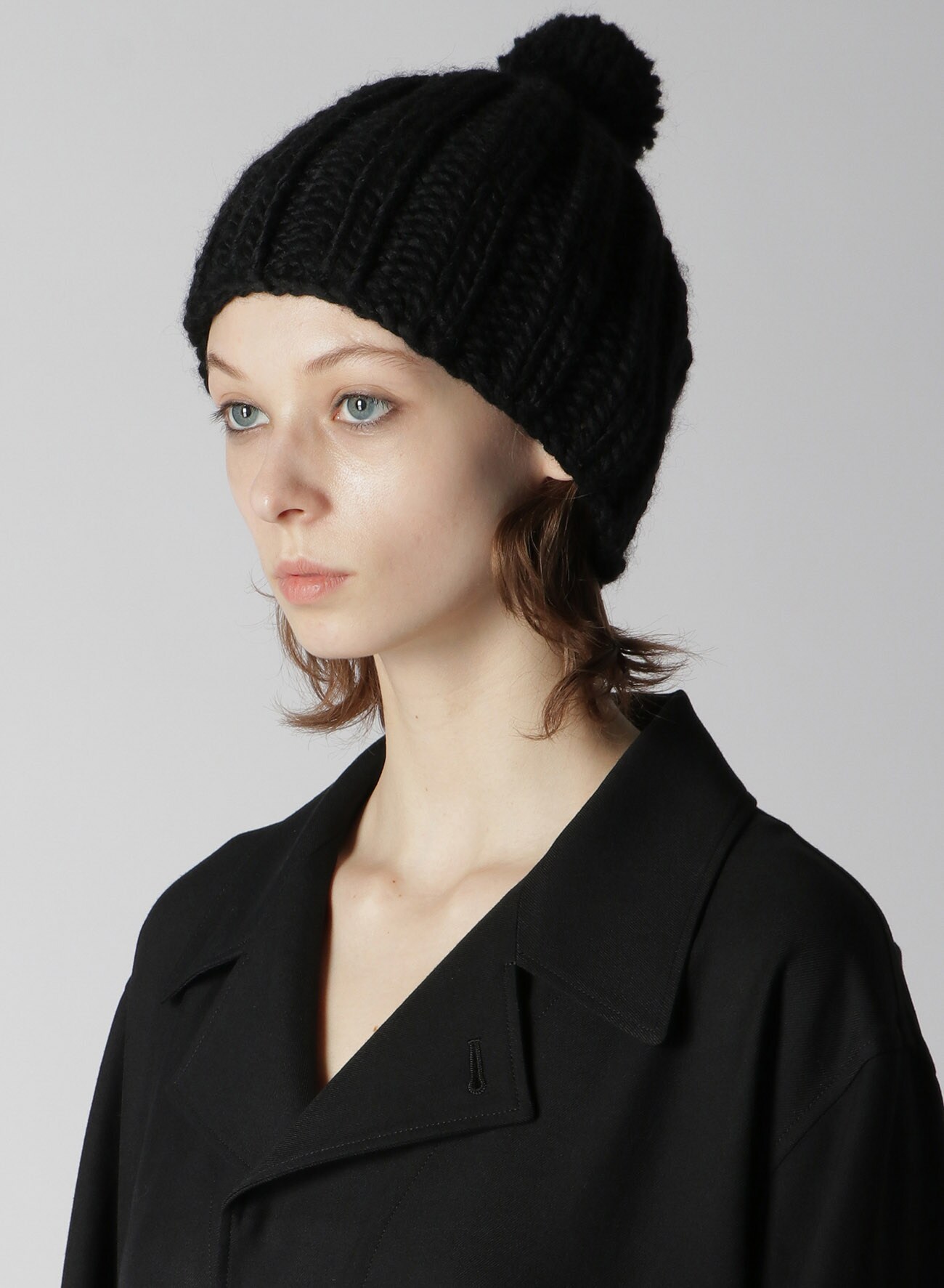 TOP Stream R-2X2 RIB KNIT HAT(S Black): Yohji Yamamoto｜THE SHOP