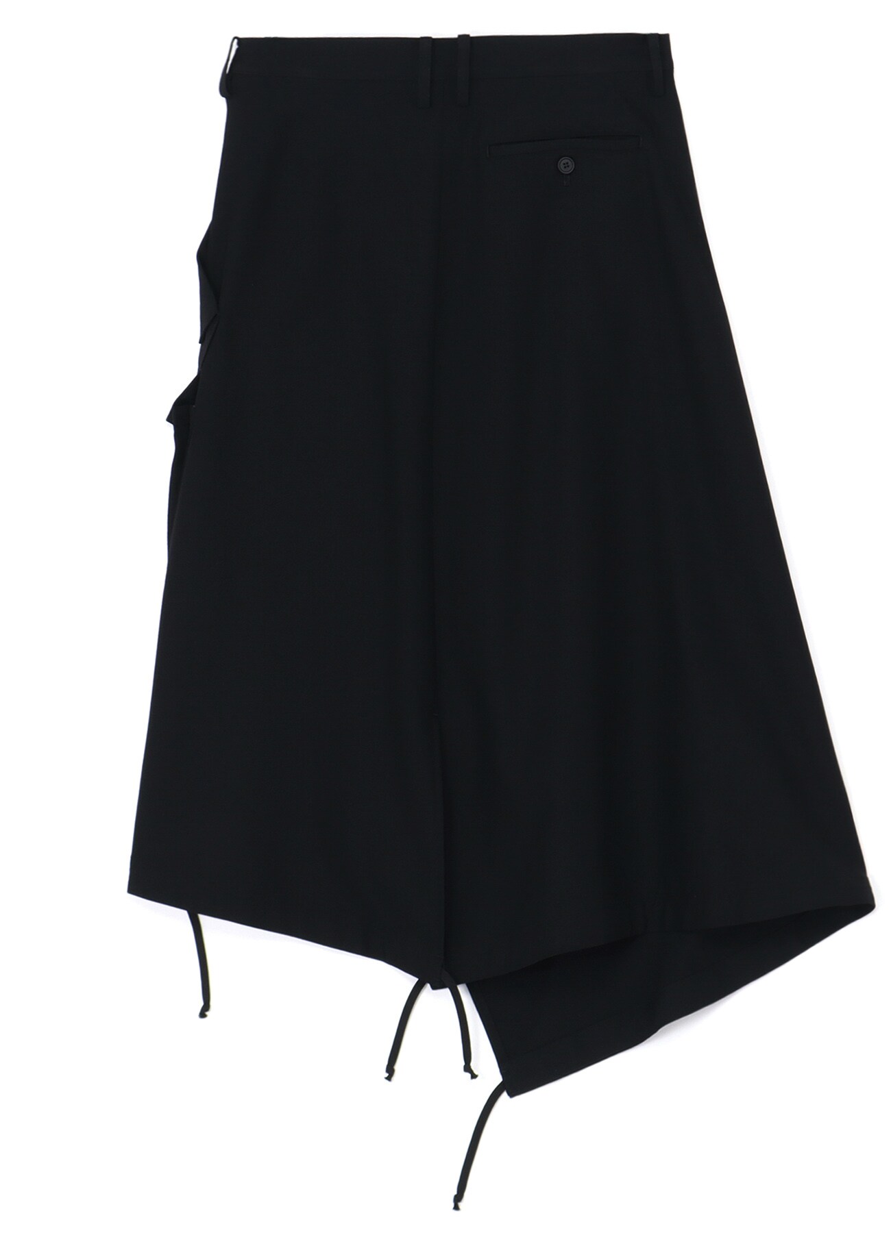 WOOL/RAYON GABARDINE HEM DRAWSTRING SKIRT(S Black): Vintage 1.1