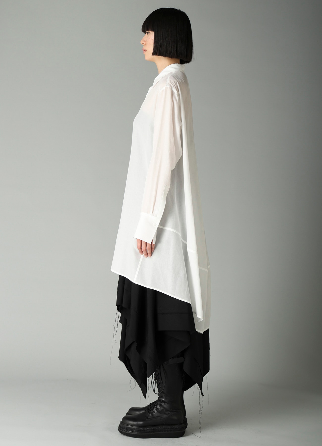 CELLULOSE POPLIN BACK FLARE SHIRT