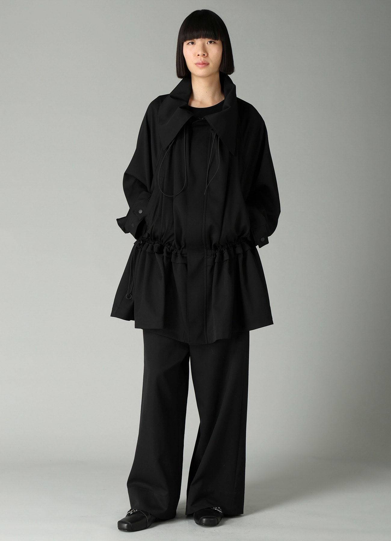 GABARDINE DRAWSTRING COAT