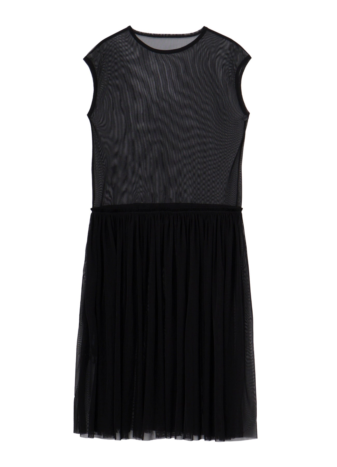WOOLY TULLE GATHERED SLEEVELESS DRESS