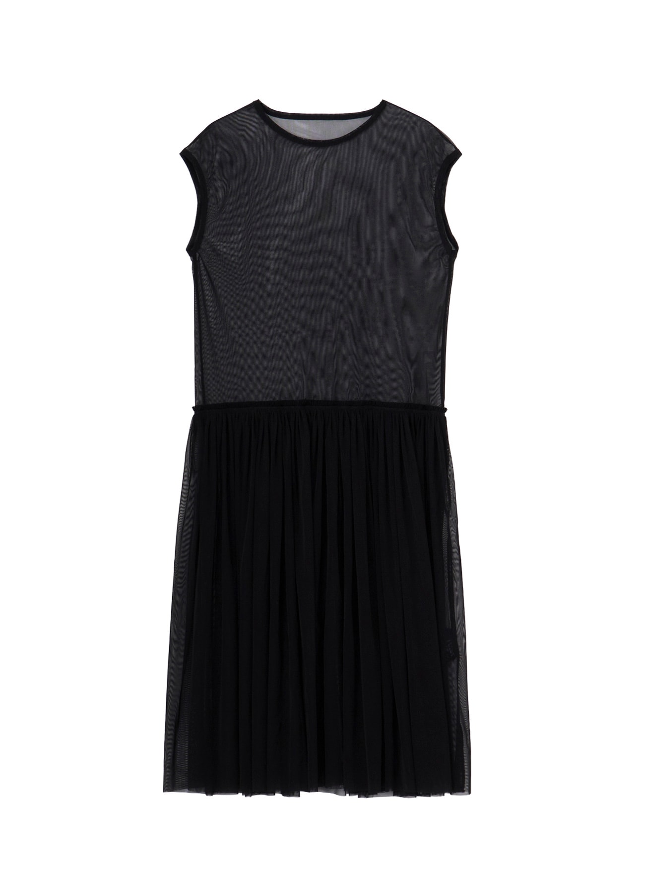 WOOLY TULLE GATHERED SLEEVELESS DRESS
