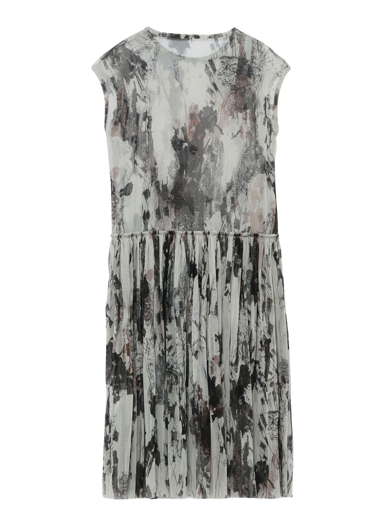 WOOLY TULLE PT GATHERED SLEEVELESS DRESS