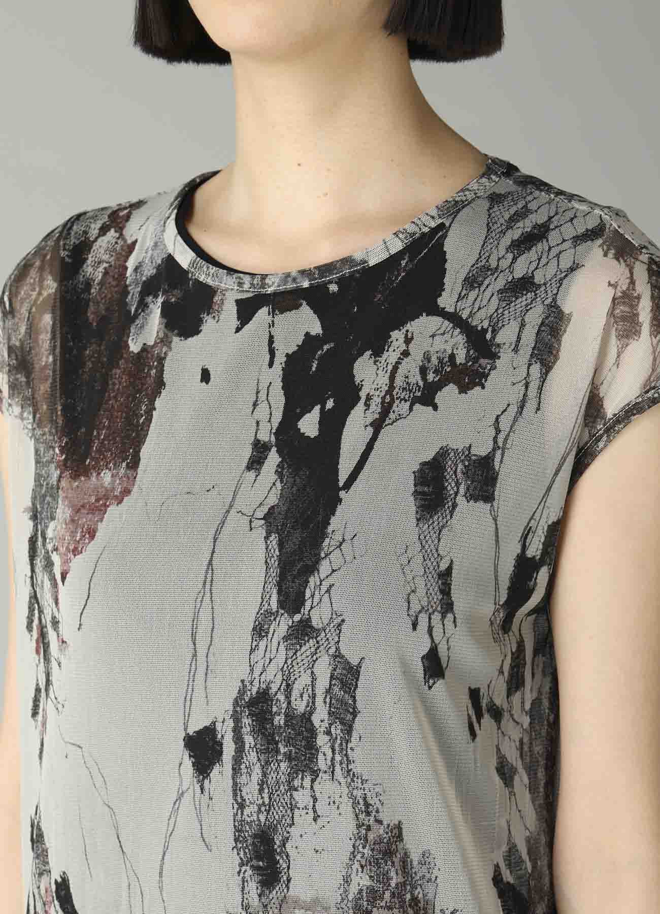 WOOLY TULLE PT GATHERED SLEEVELESS DRESS