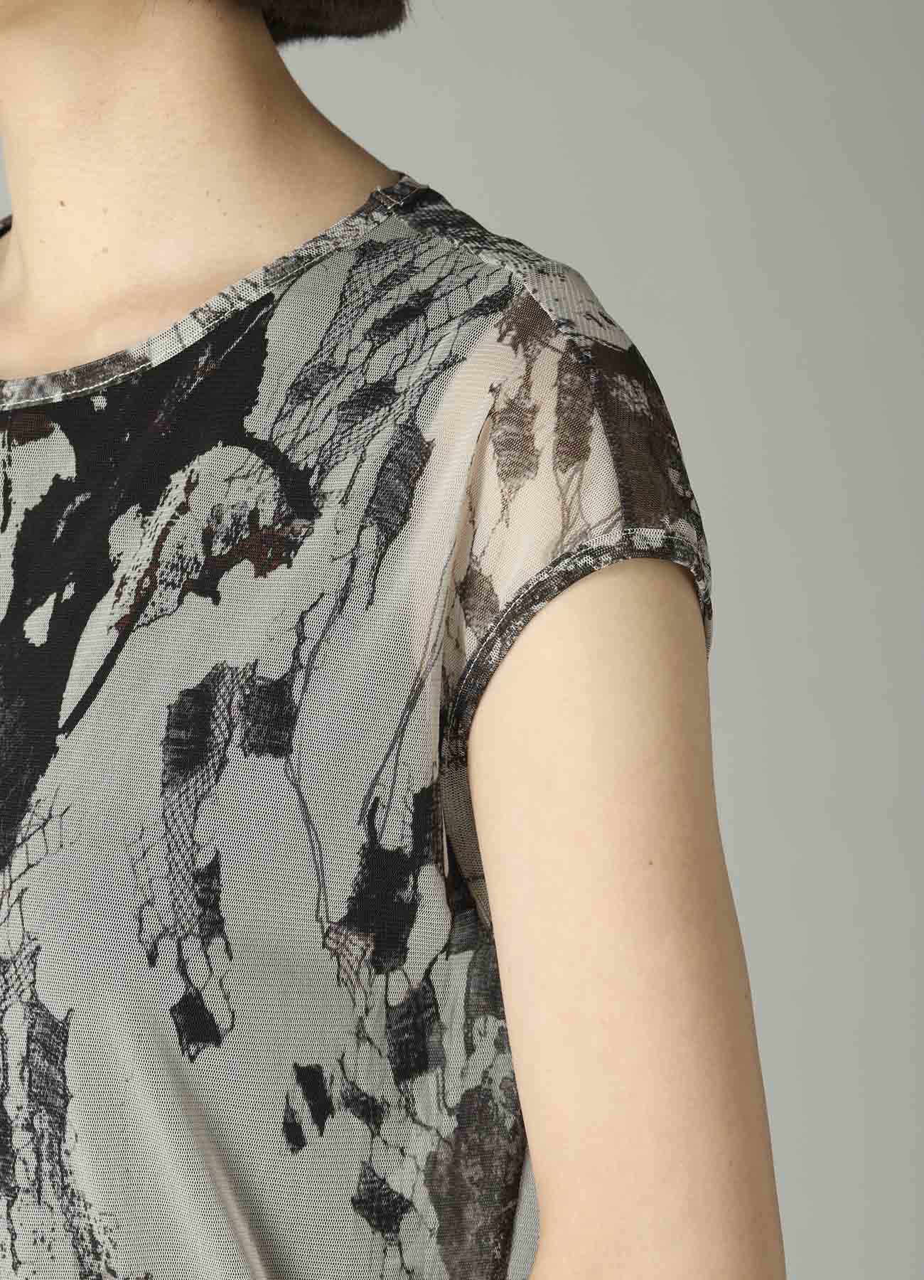 WOOLY TULLE PT GATHERED SLEEVELESS DRESS