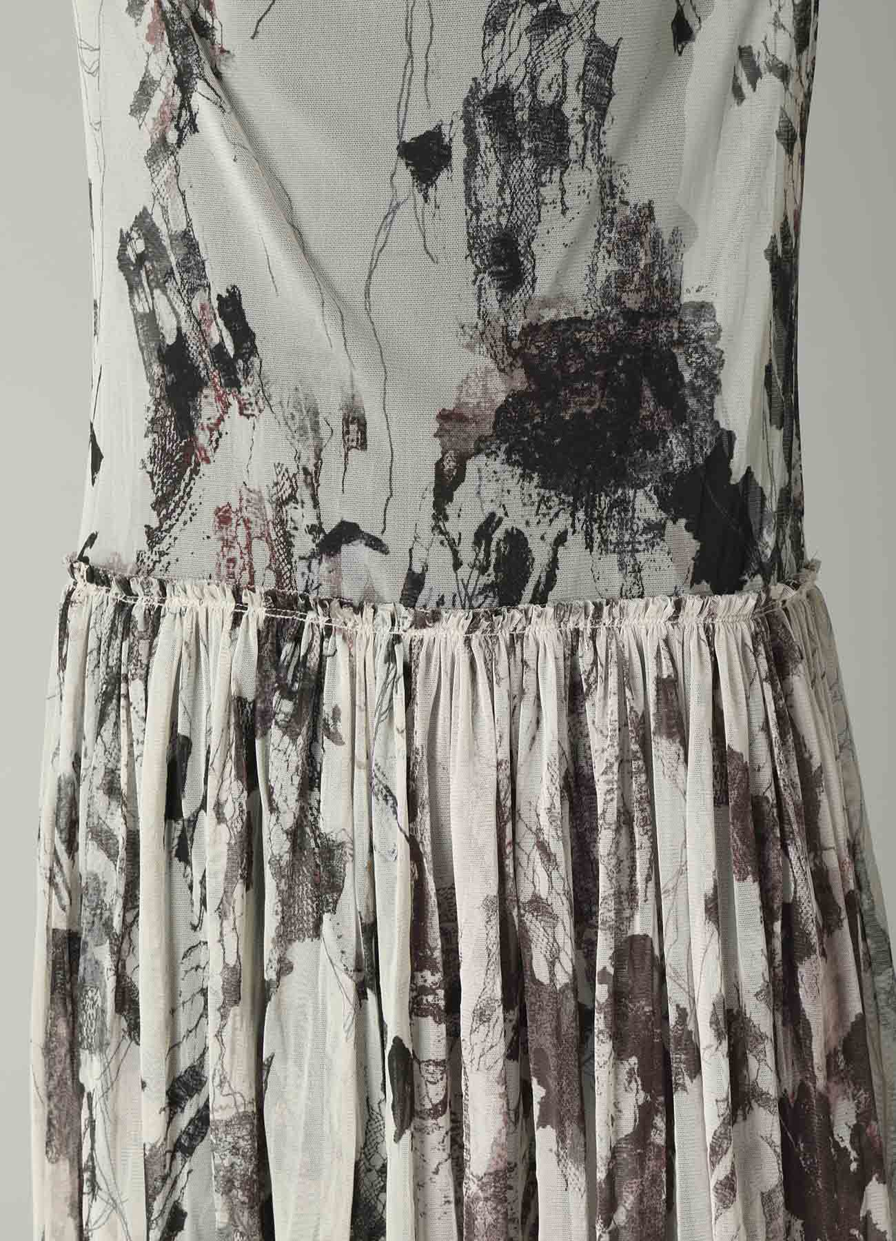 WOOLY TULLE PT GATHERED SLEEVELESS DRESS