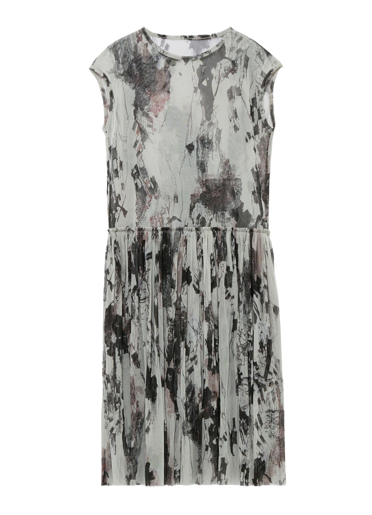 WOOLY TULLE PT GATHERED SLEEVELESS DRESS