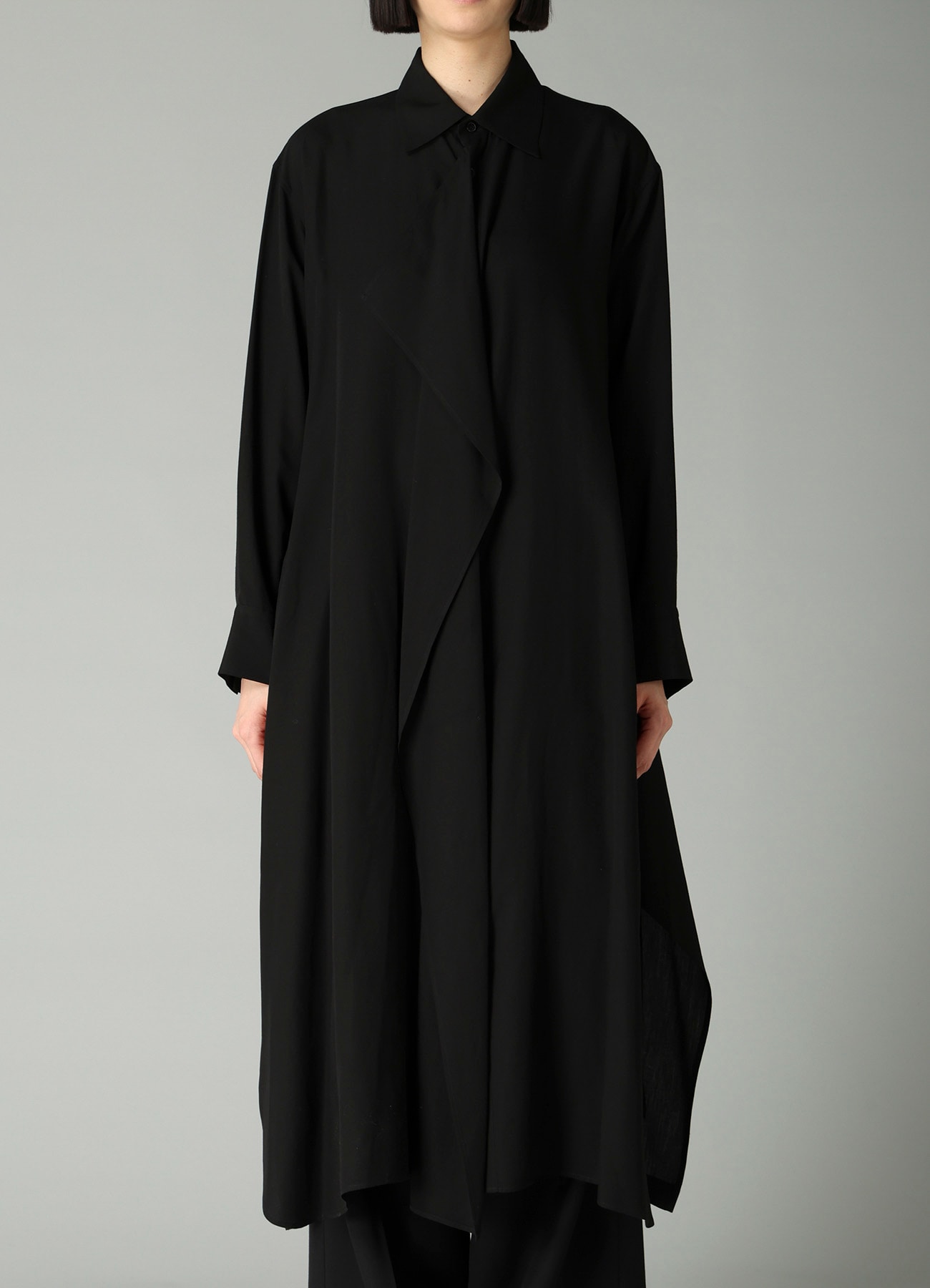 CELLULOSE POPLIN DRAPED SHIRT DRESS