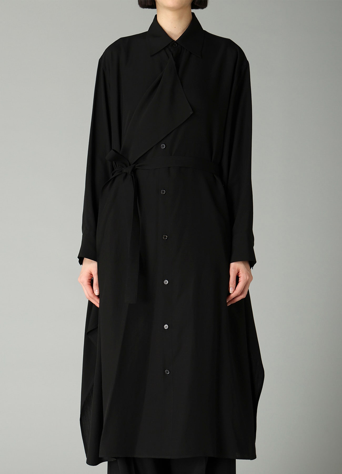 CELLULOSE POPLIN DRAPED SHIRT DRESS