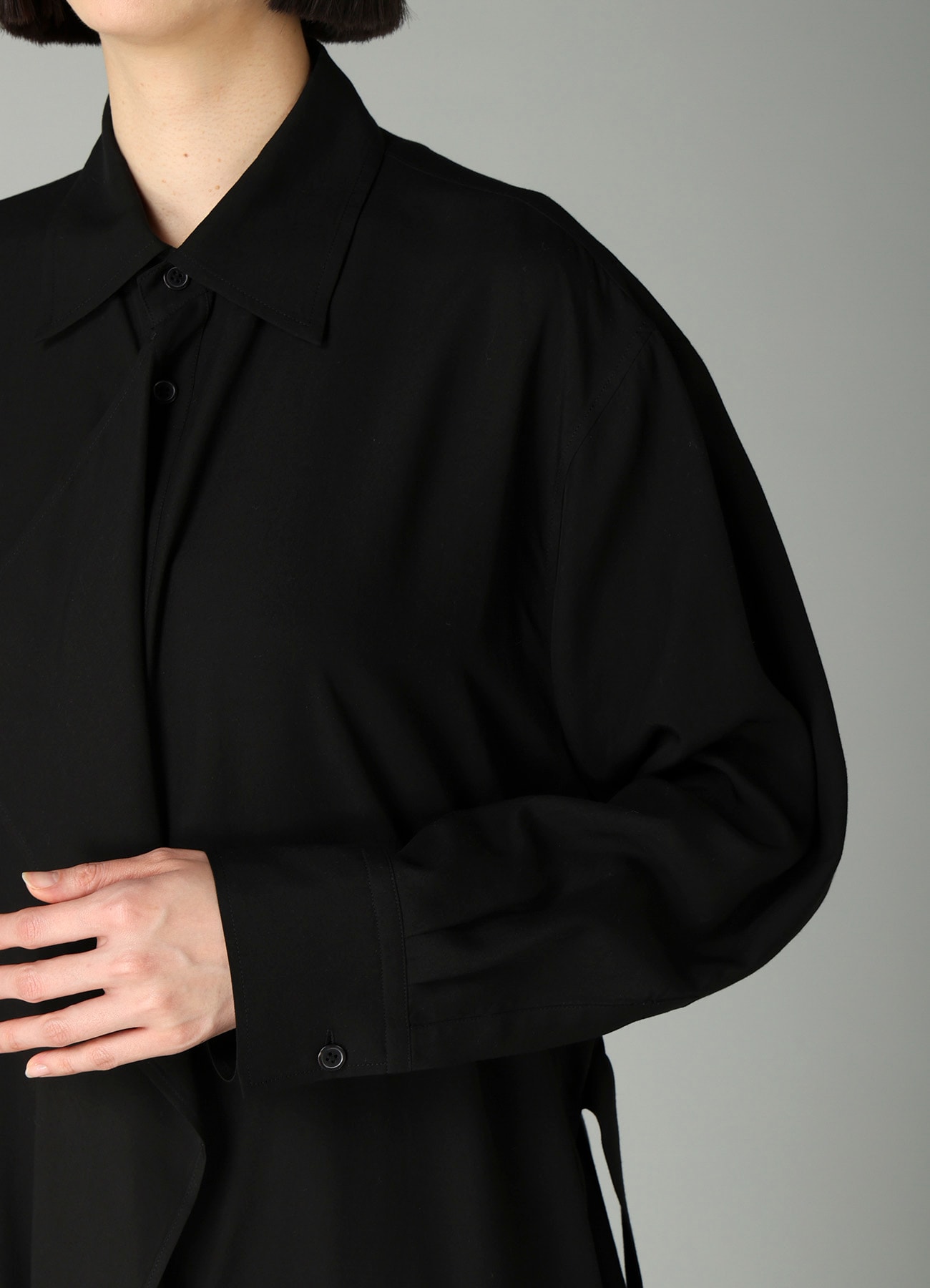 CELLULOSE POPLIN DRAPED SHIRT DRESS