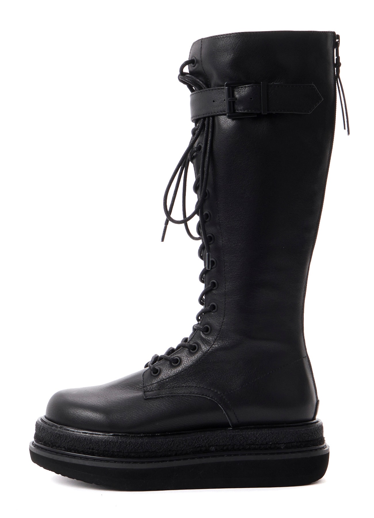 SOFT OIL LEATHER B LONG LACE UP BOOTS