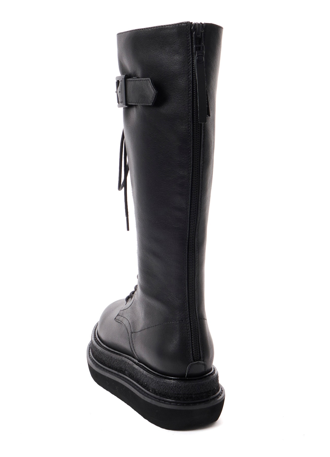 SOFT OIL LEATHER B LONG LACE UP BOOTS