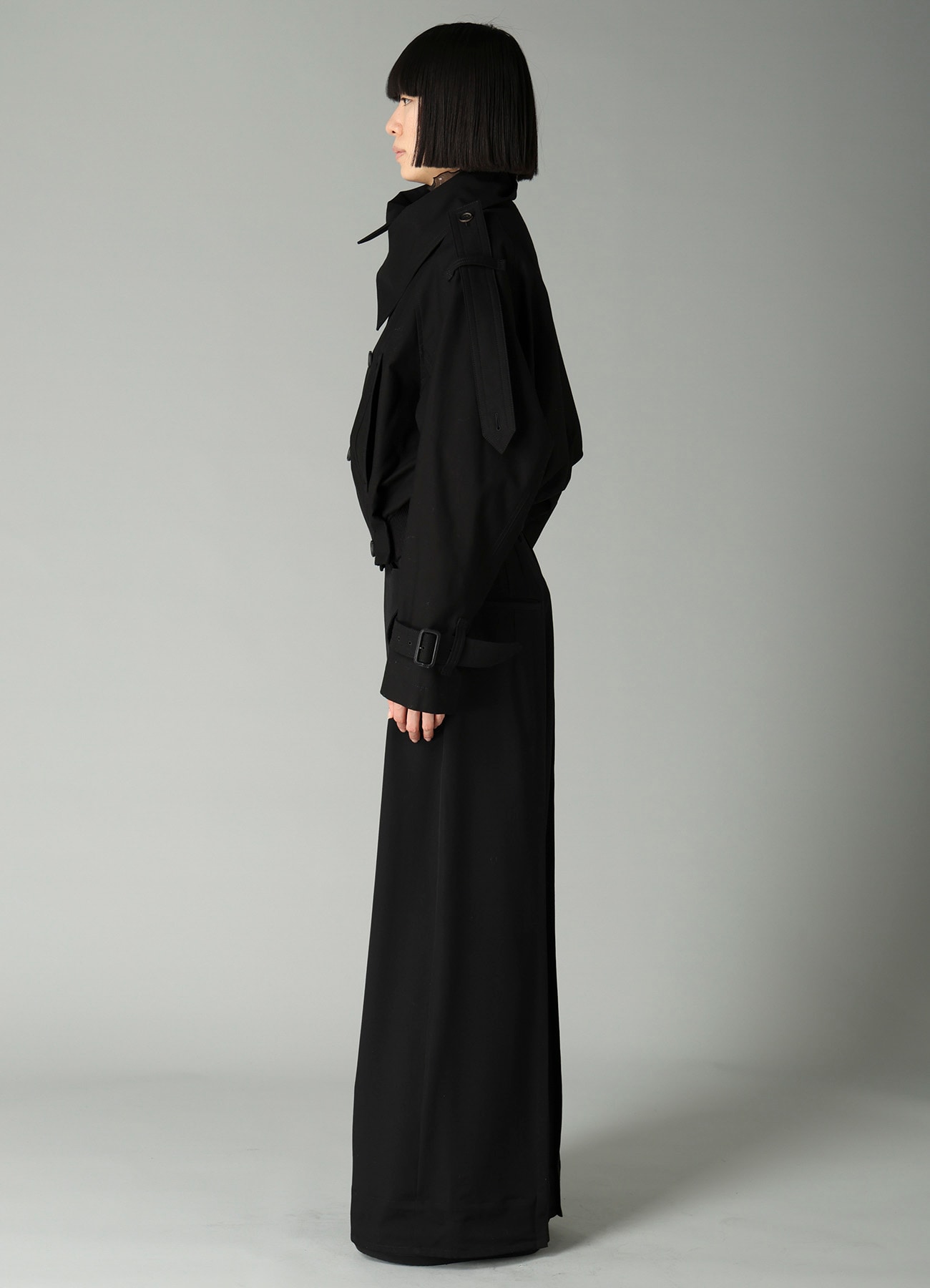 MILITARY BACKSIDE SATIN SHORT TRENCH JACKET