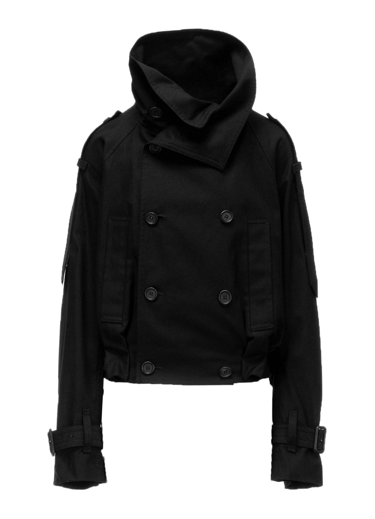 MILITARY BACKSIDE SATIN SHORT TRENCH JACKET