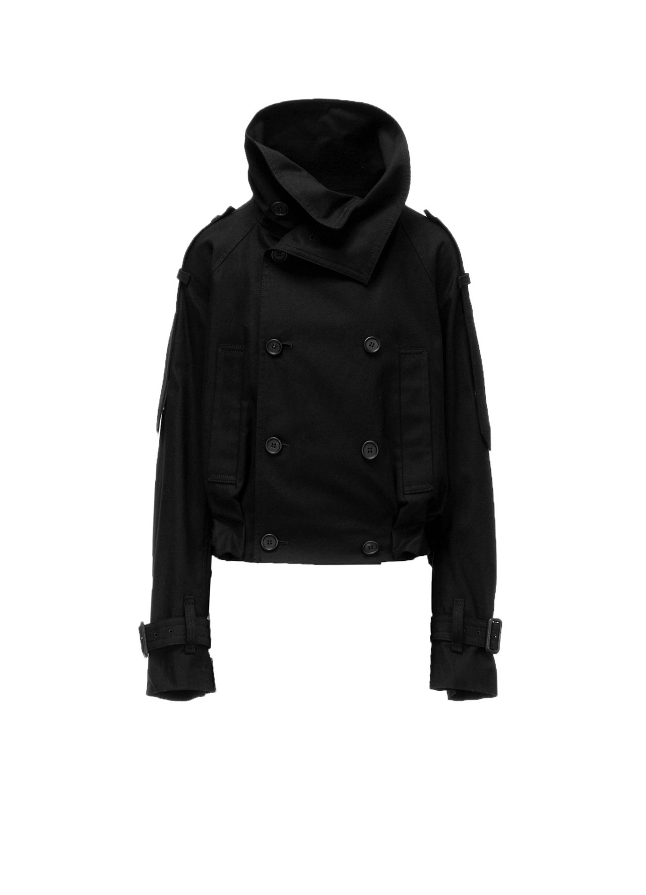 MILITARY BACKSIDE SATIN SHORT TRENCH JACKET