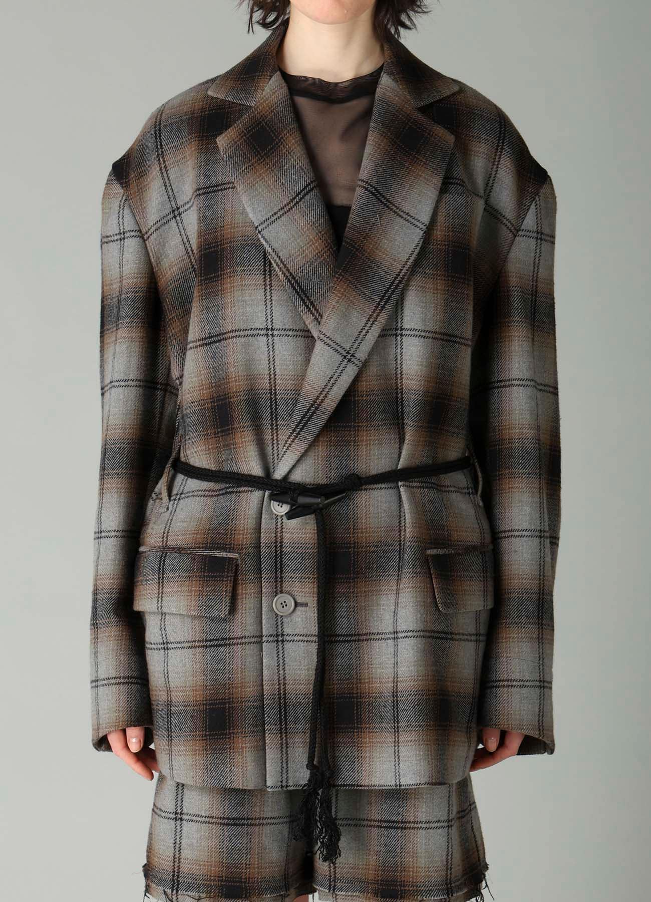 BRUSHED PLAID TOGGLE B DETAIL JACKET