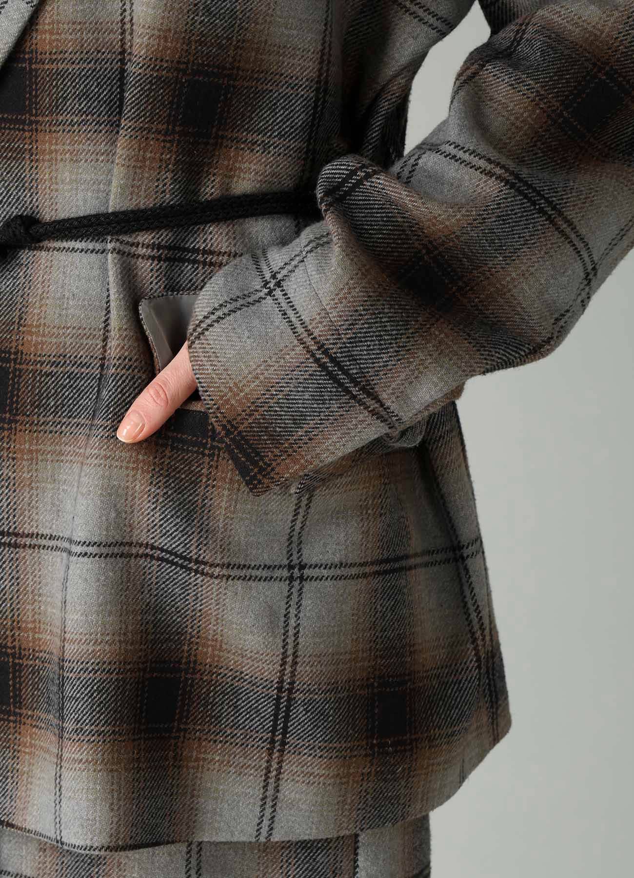 BRUSHED PLAID TOGGLE B DETAIL JACKET