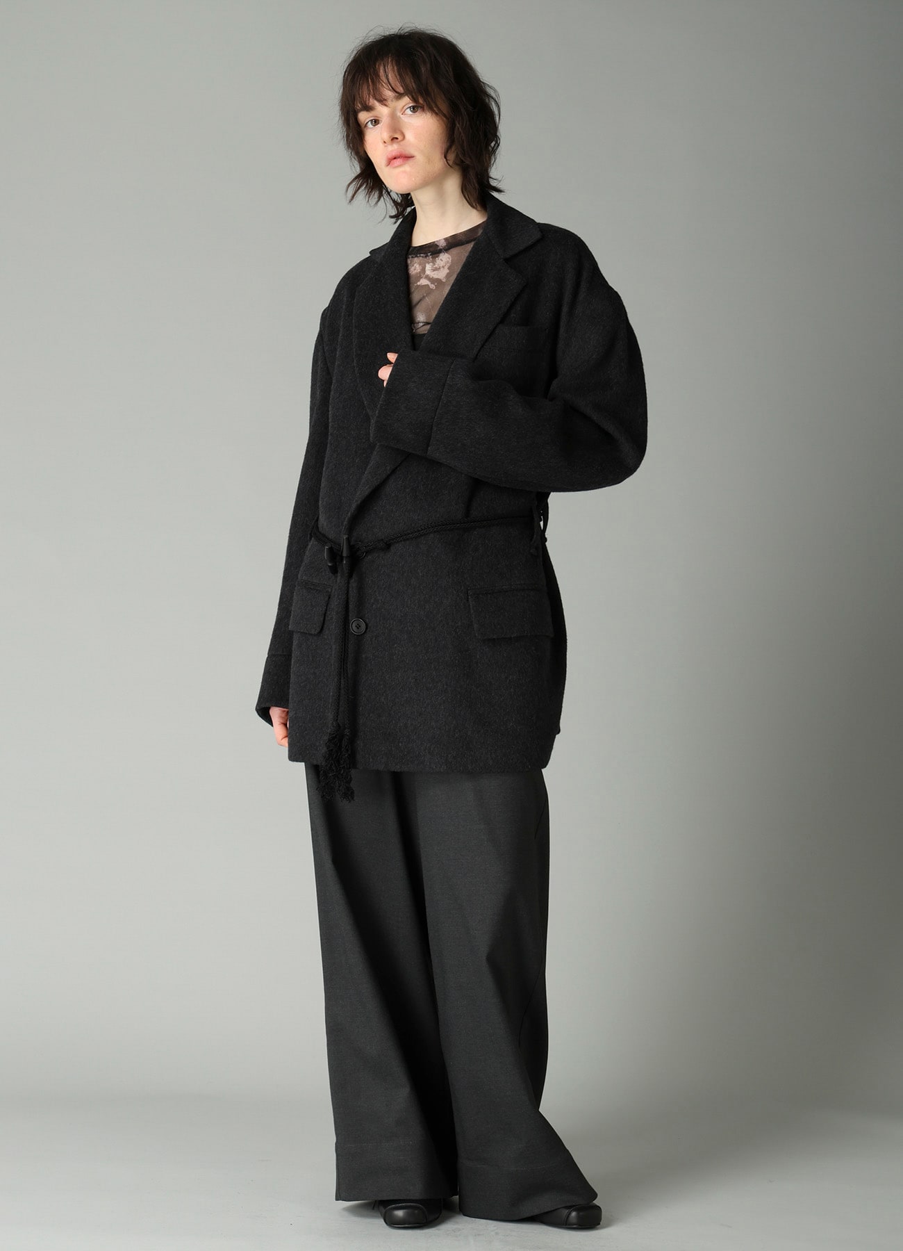 CASHMERE MIXED BEAVER TOGGLE B DETAIL JACKET