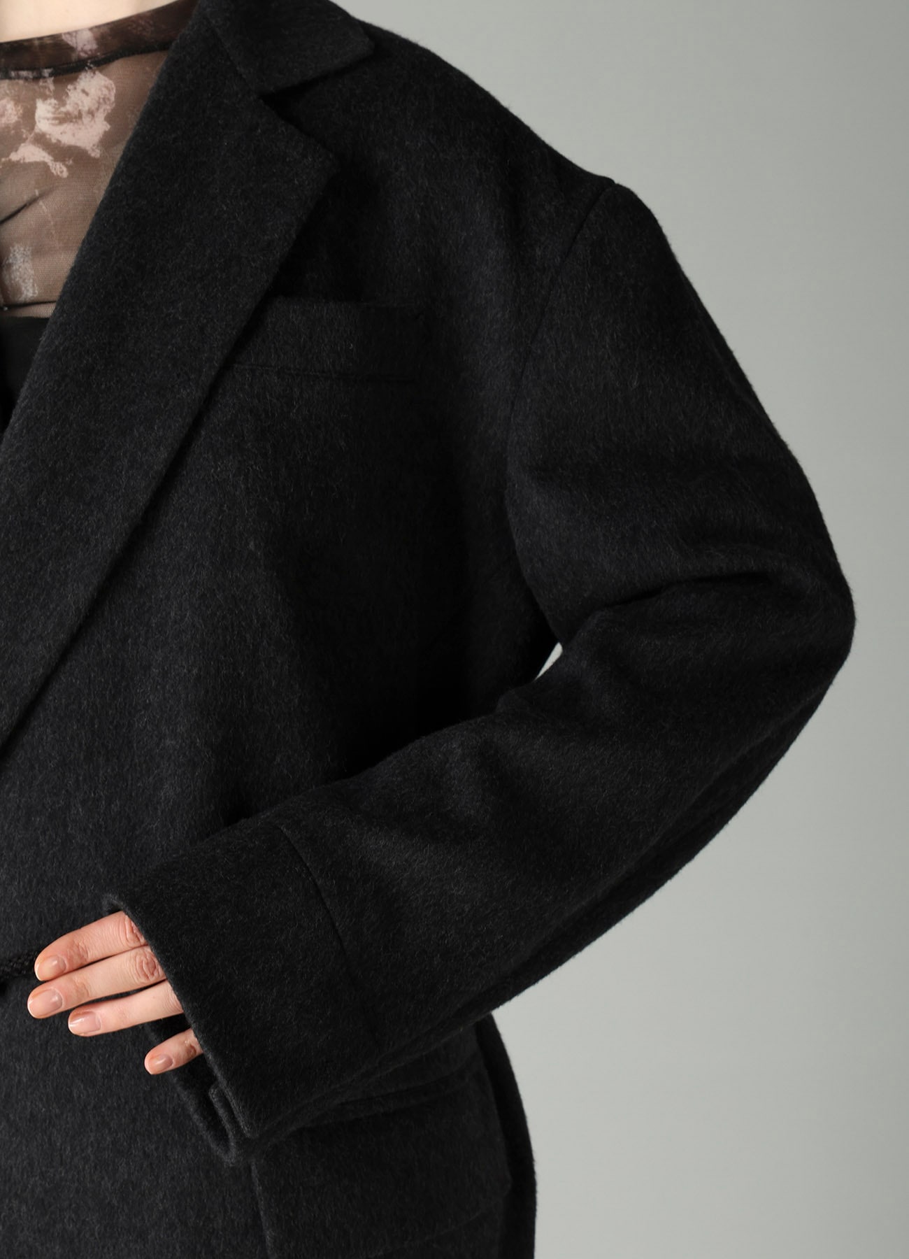 CASHMERE MIXED BEAVER TOGGLE B DETAIL JACKET