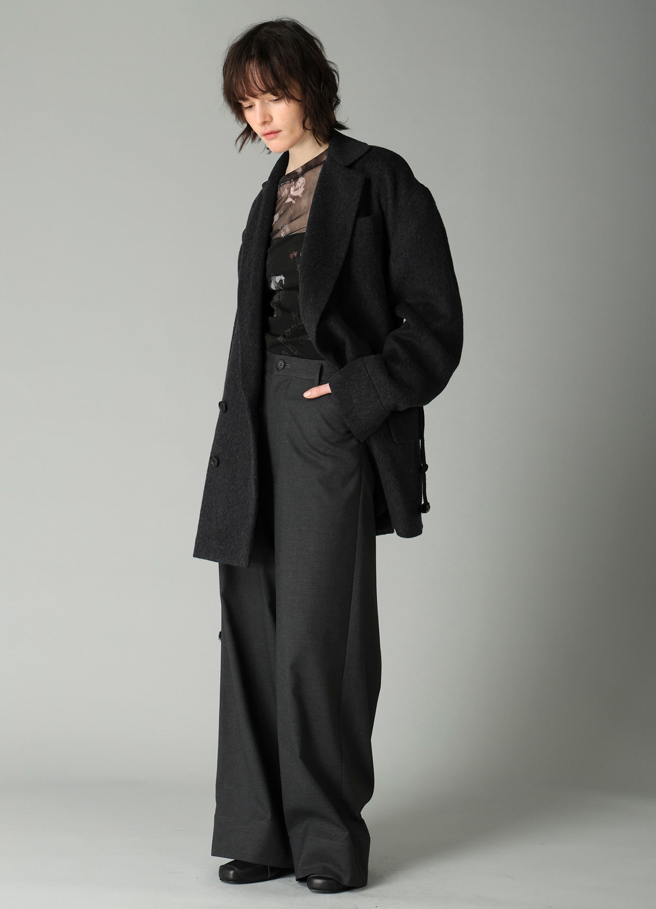 CASHMERE MIXED BEAVER TOGGLE B DETAIL JACKET