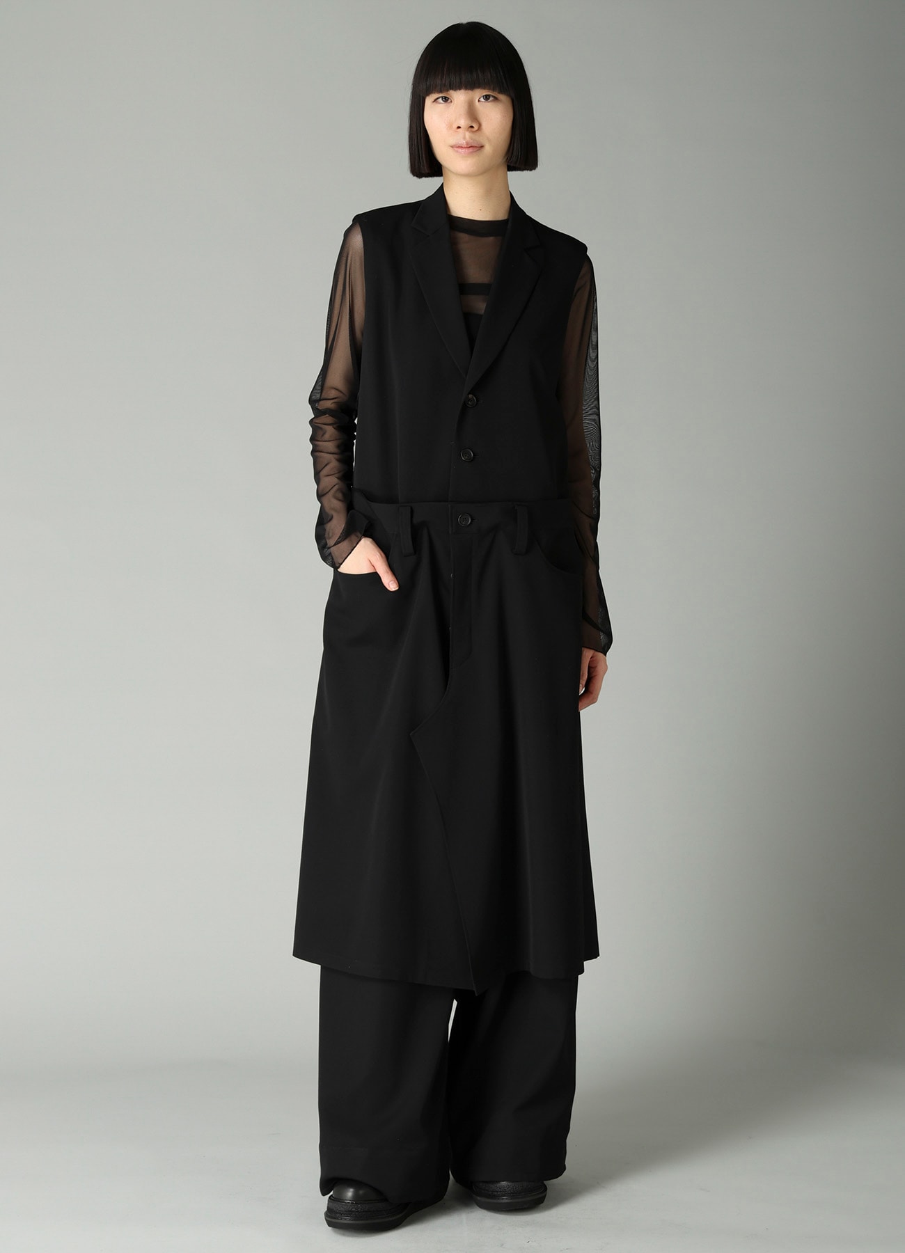 GABARDINE SKIRT COMBI LONG VEST