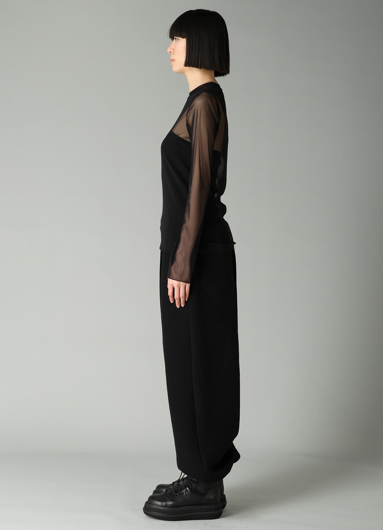 WOOLY TULLE CREWNECK LONG SLV T