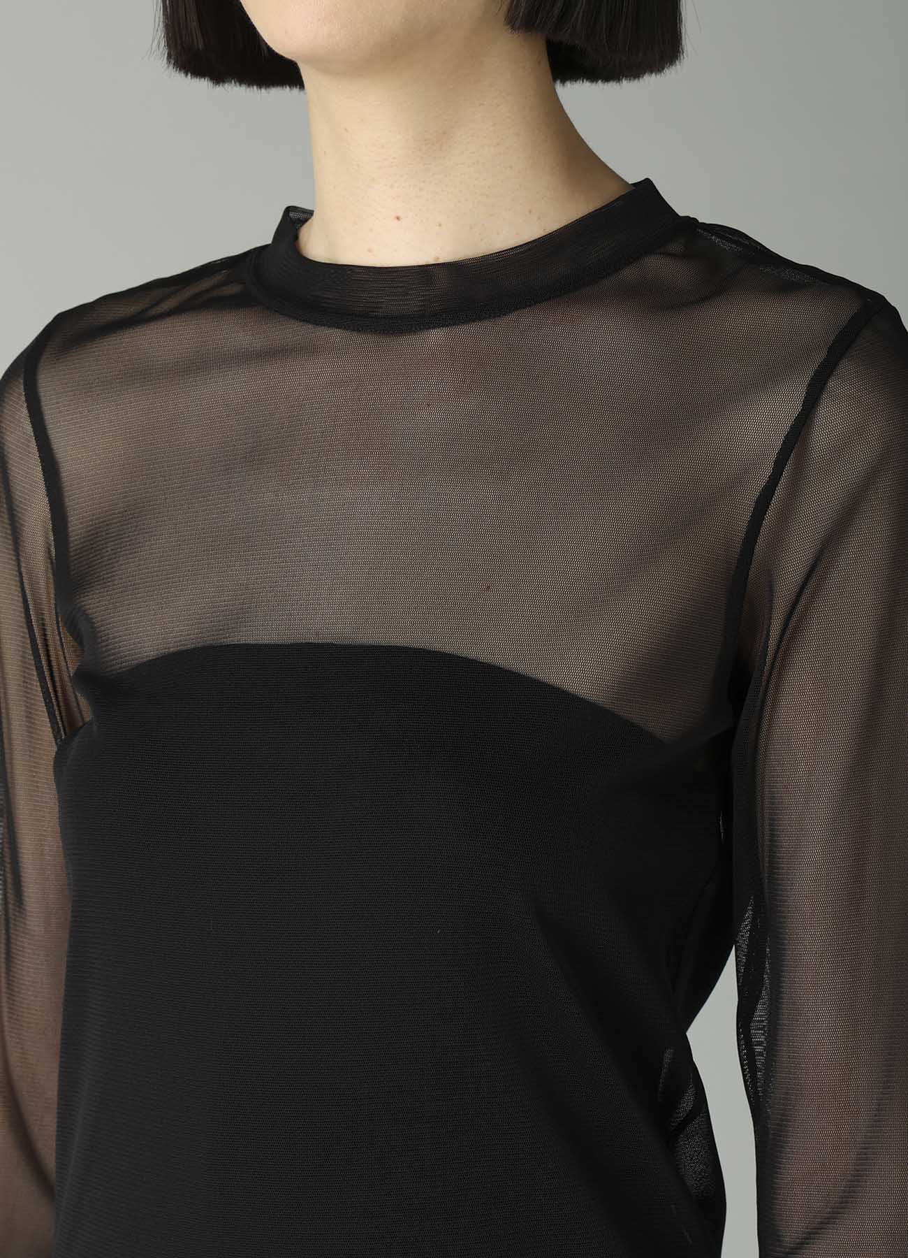 WOOLY TULLE CREWNECK LONG SLV T