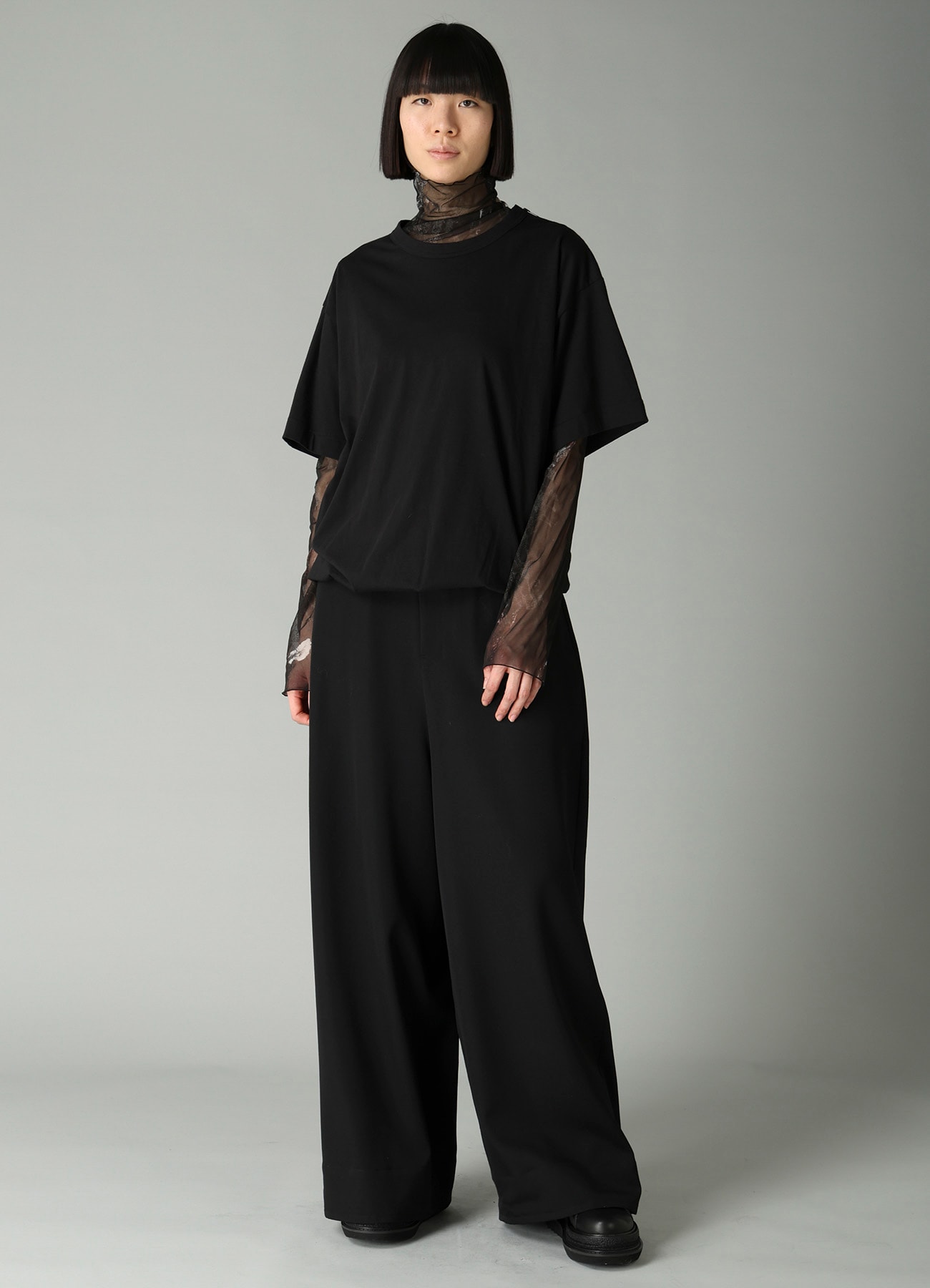 COMBED SINGLE JERSEY DOUBLE LAYERED HIGHNECK T