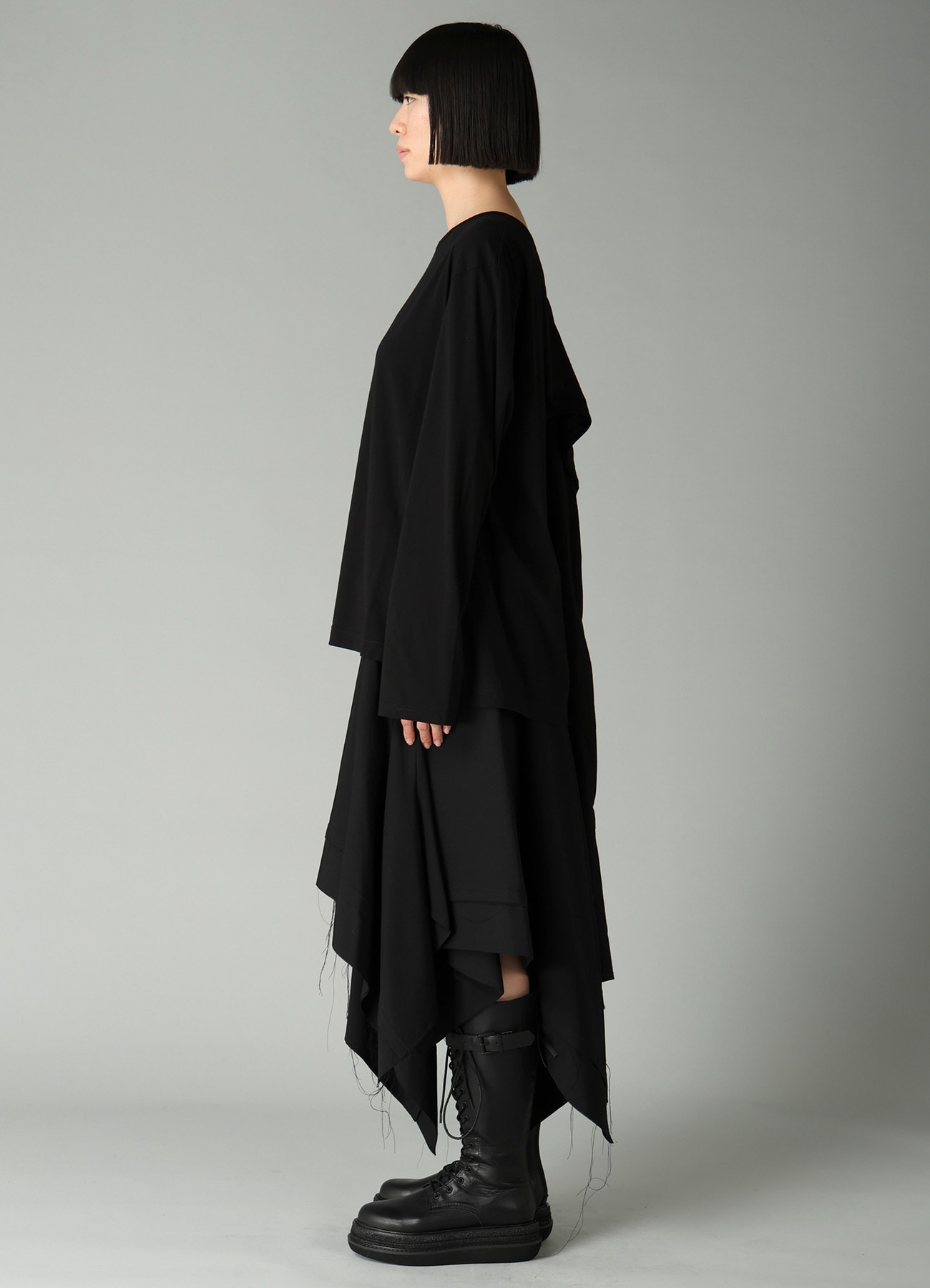 COTTON SINGLE JERSEY BACKSIDE DRAPE DETAIL T