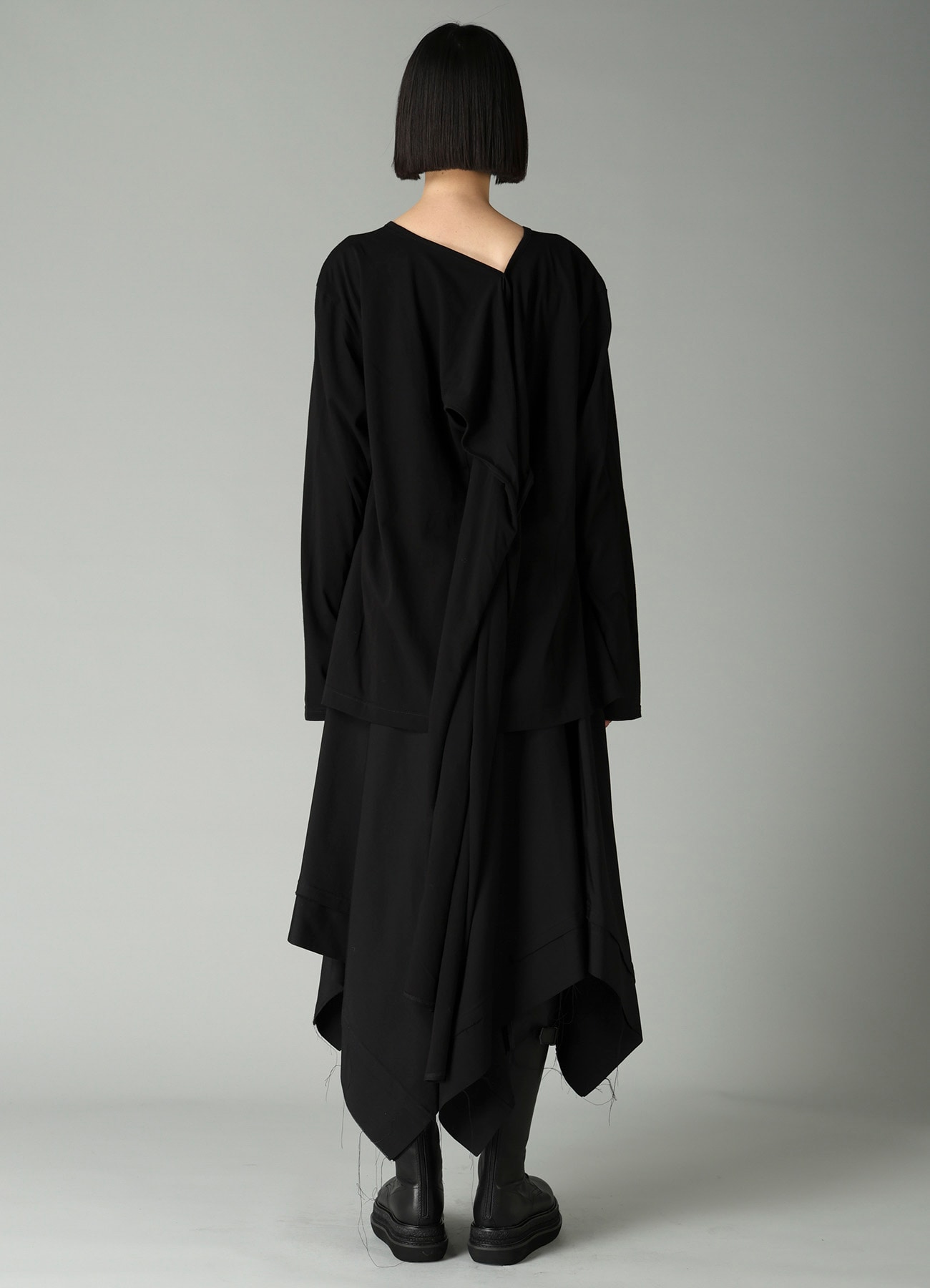 COTTON SINGLE JERSEY BACKSIDE DRAPE DETAIL T
