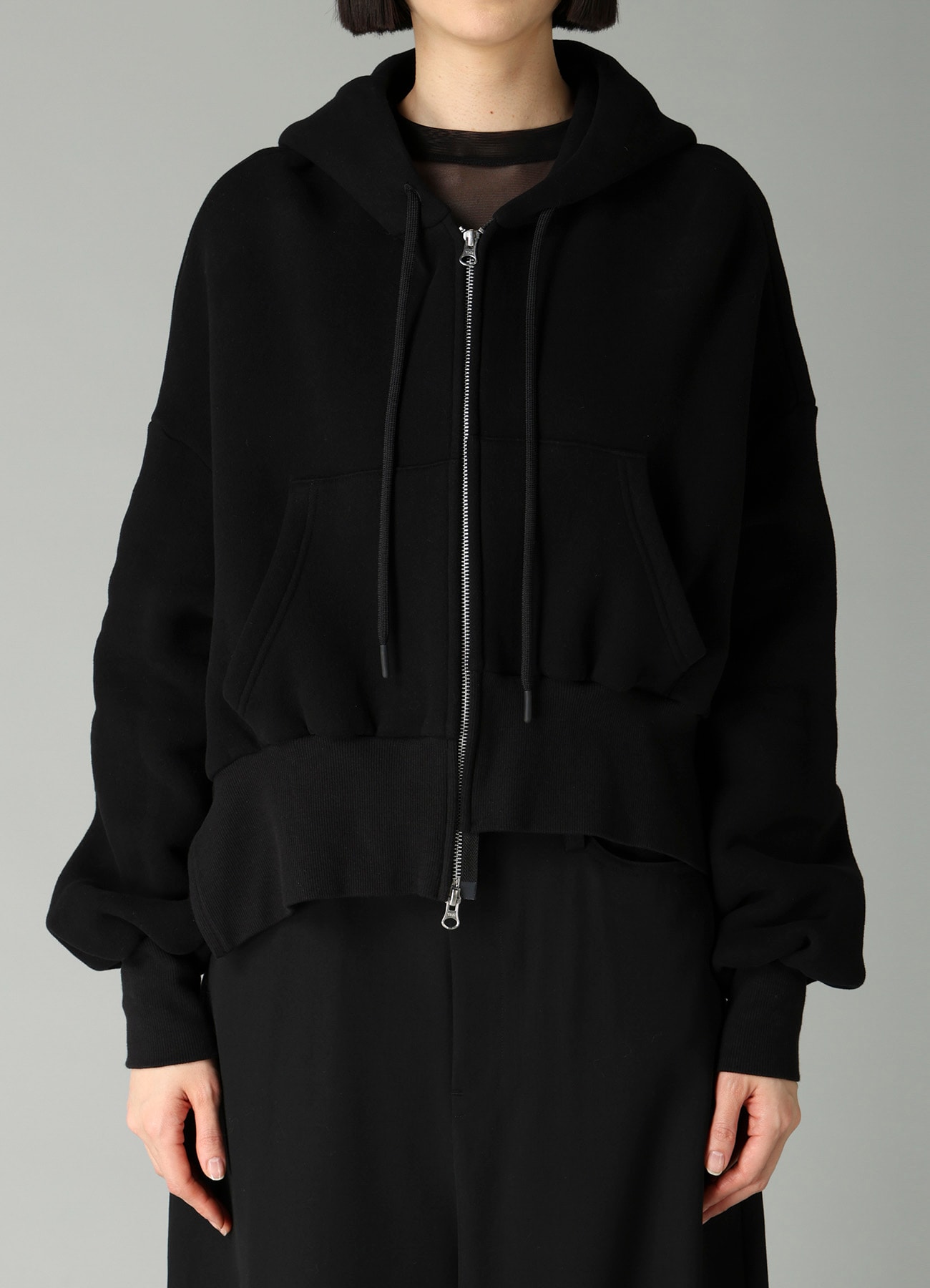 Liy/C BRUSHED FRENCH TERRY UNBALANCED HOODIE